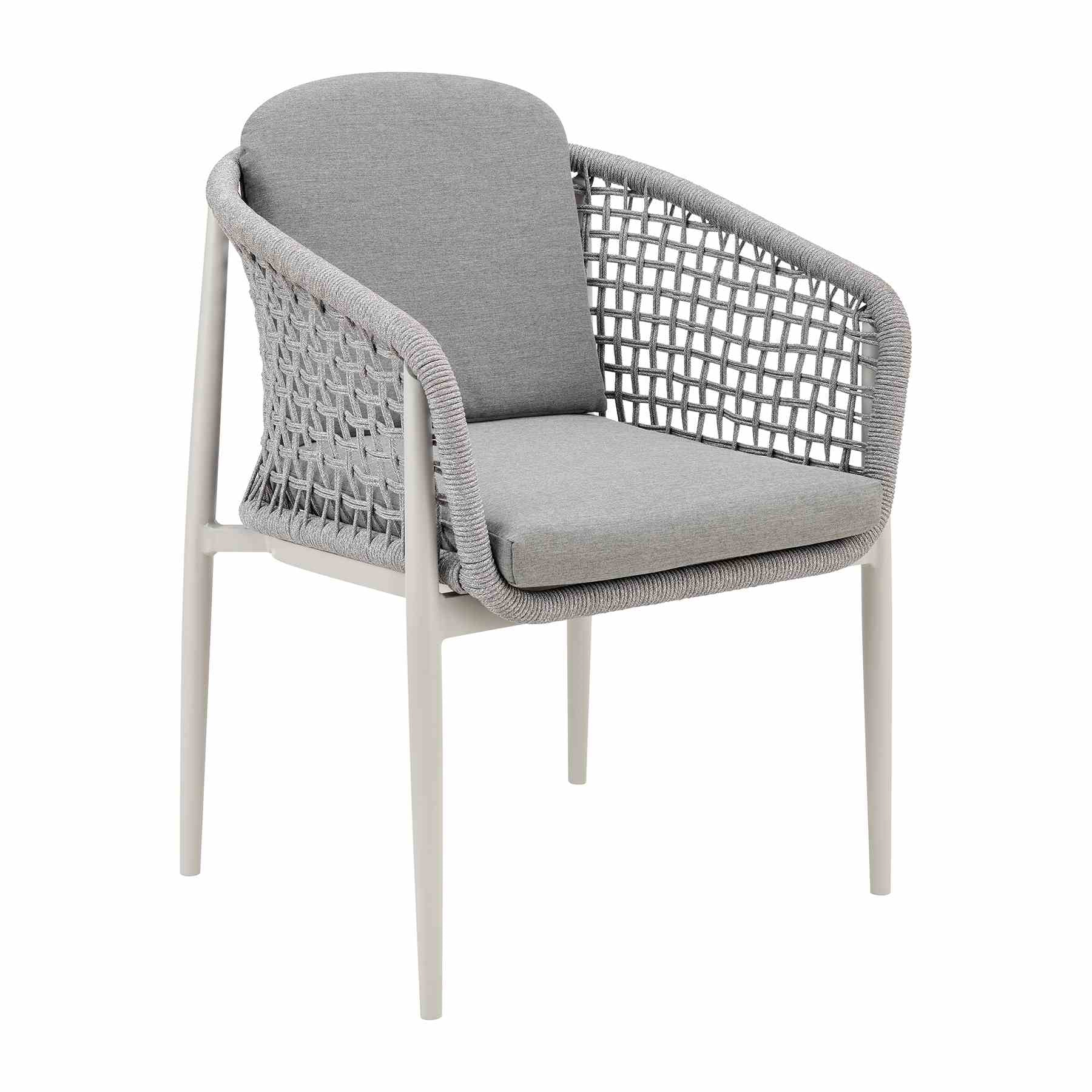 Rhodes Outdoor Patio 7 Piece Dining Set in Aluminum with Sintered Stone and Gray Cushions - Image 2