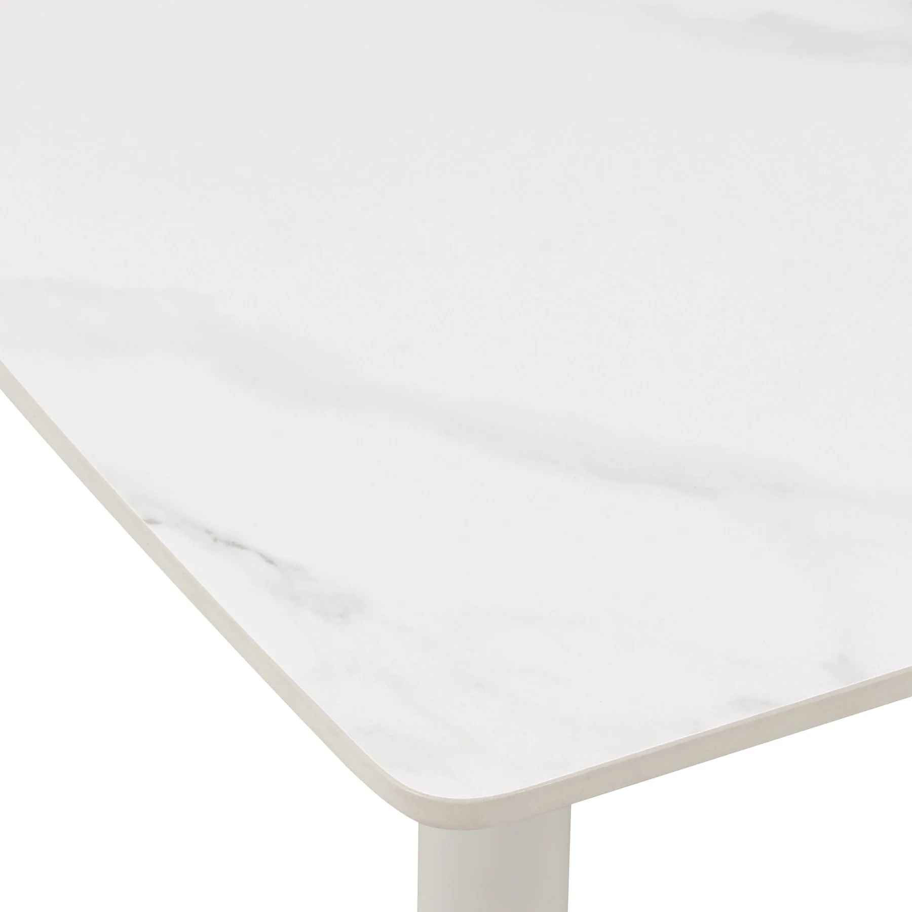 Rhodes Outdoor Patio Rectangular Coffee Table in Snowy Sintered Stone and Porcelain Finish - Image 5