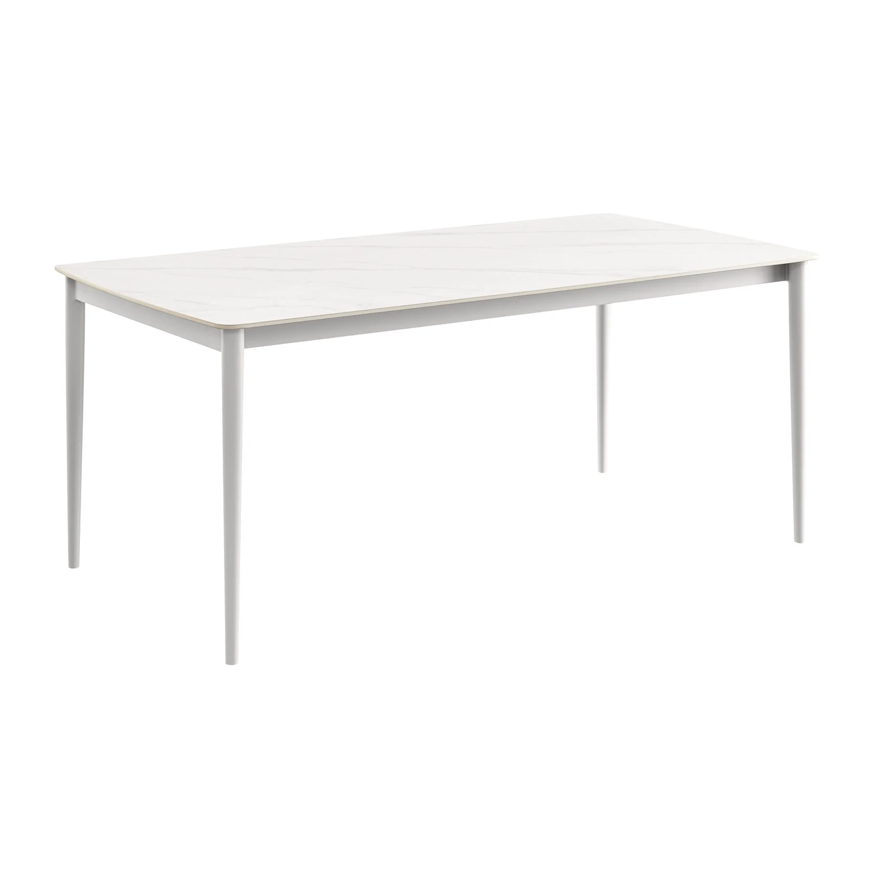 Rhodes Outdoor Patio Rectangular Dining Table in Snowy Sintered Stone and Porcelain Finish - Image 2