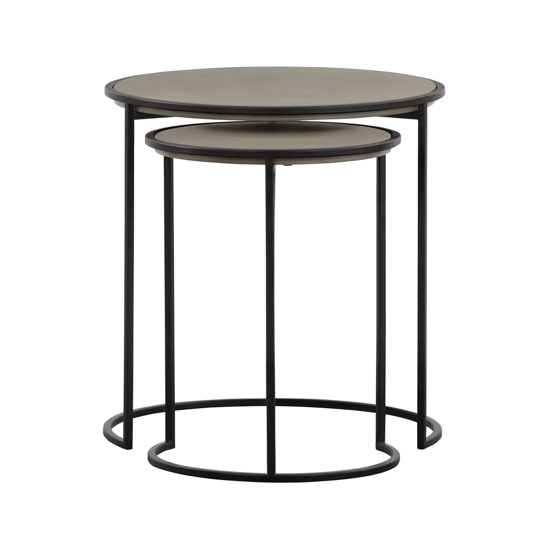 Rina Concrete and Black Metal 2 Piece Nesting End Table Set - Image 2