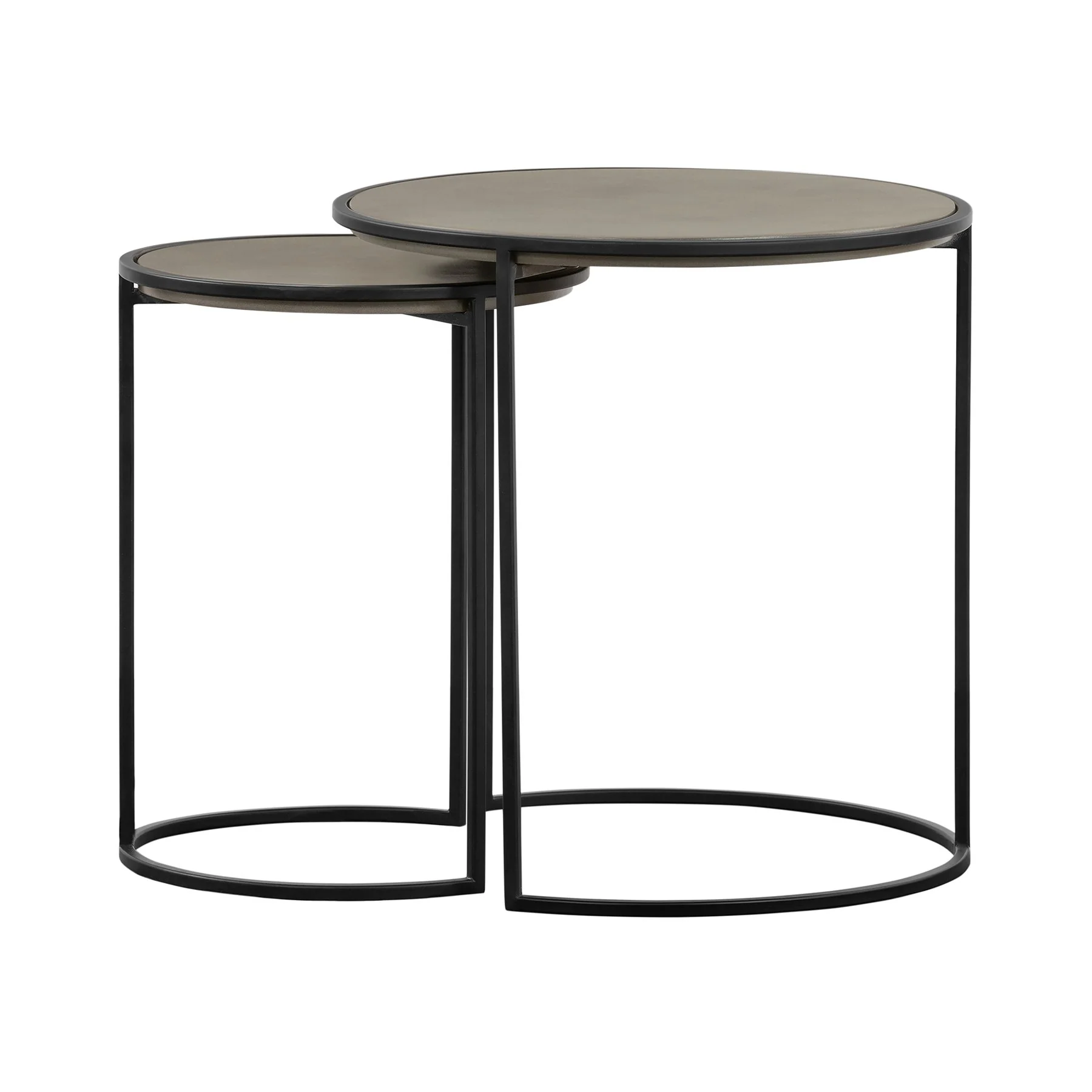 Rina Concrete and Black Metal 2 Piece Nesting End Table Set - Image 3