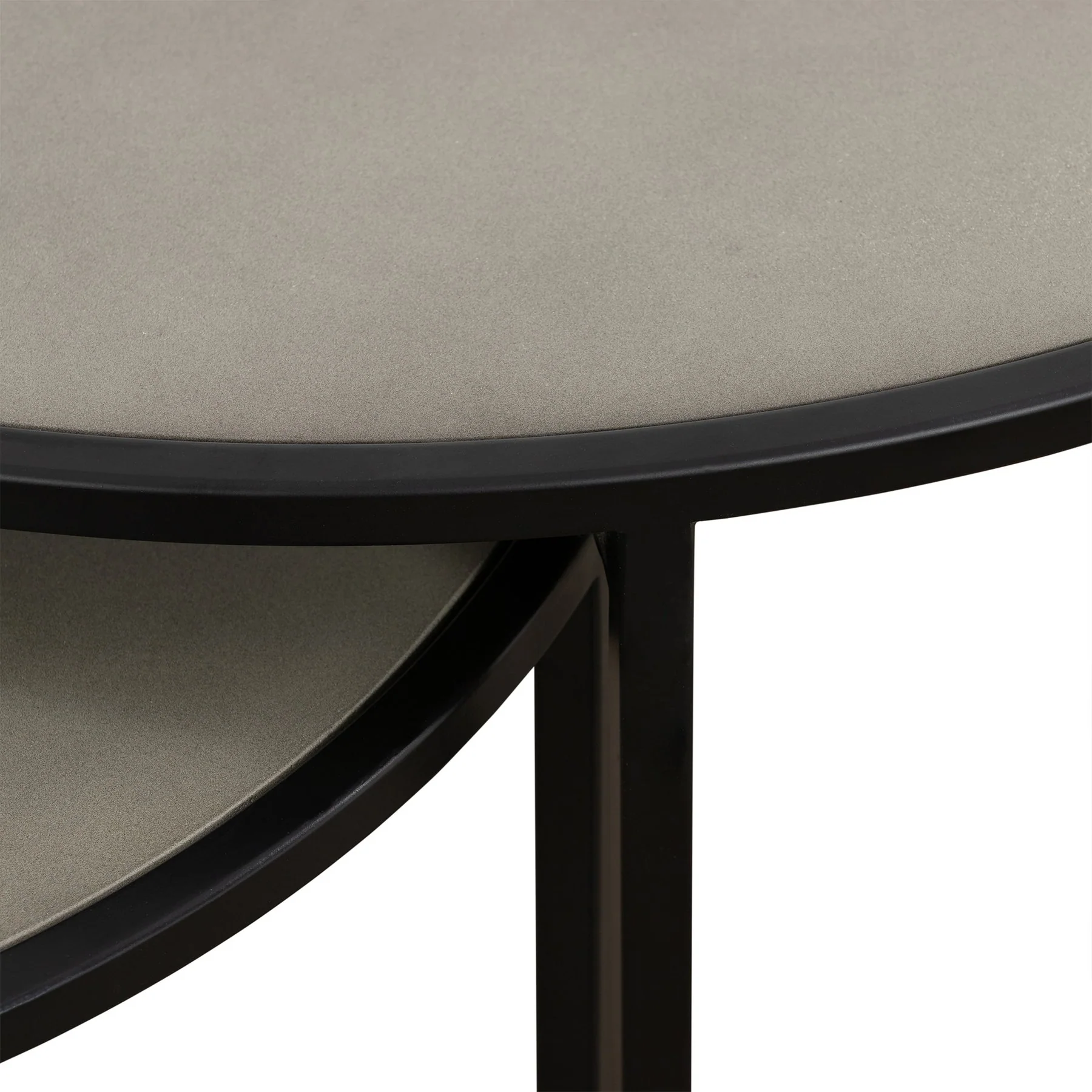 Rina Concrete and Black Metal 2 Piece Nesting End Table Set - Image 5