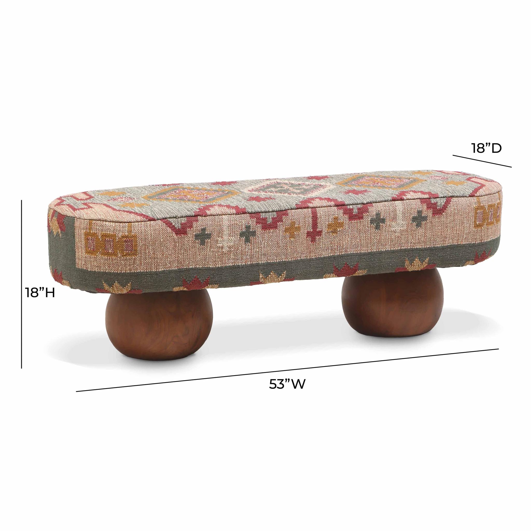 Rizi Textured Wool Upholstered Bench - Image 5