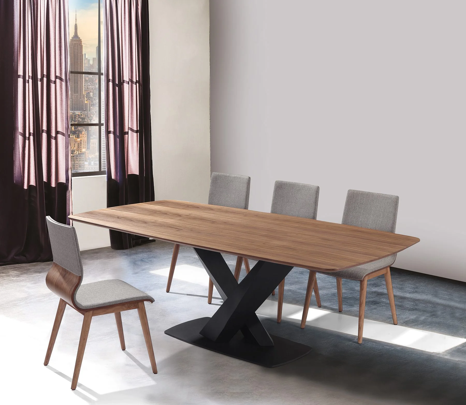 Robin Mid-Century Dining Chair in Walnut Finish and Gray Fabric - Set of 2 - Image 12