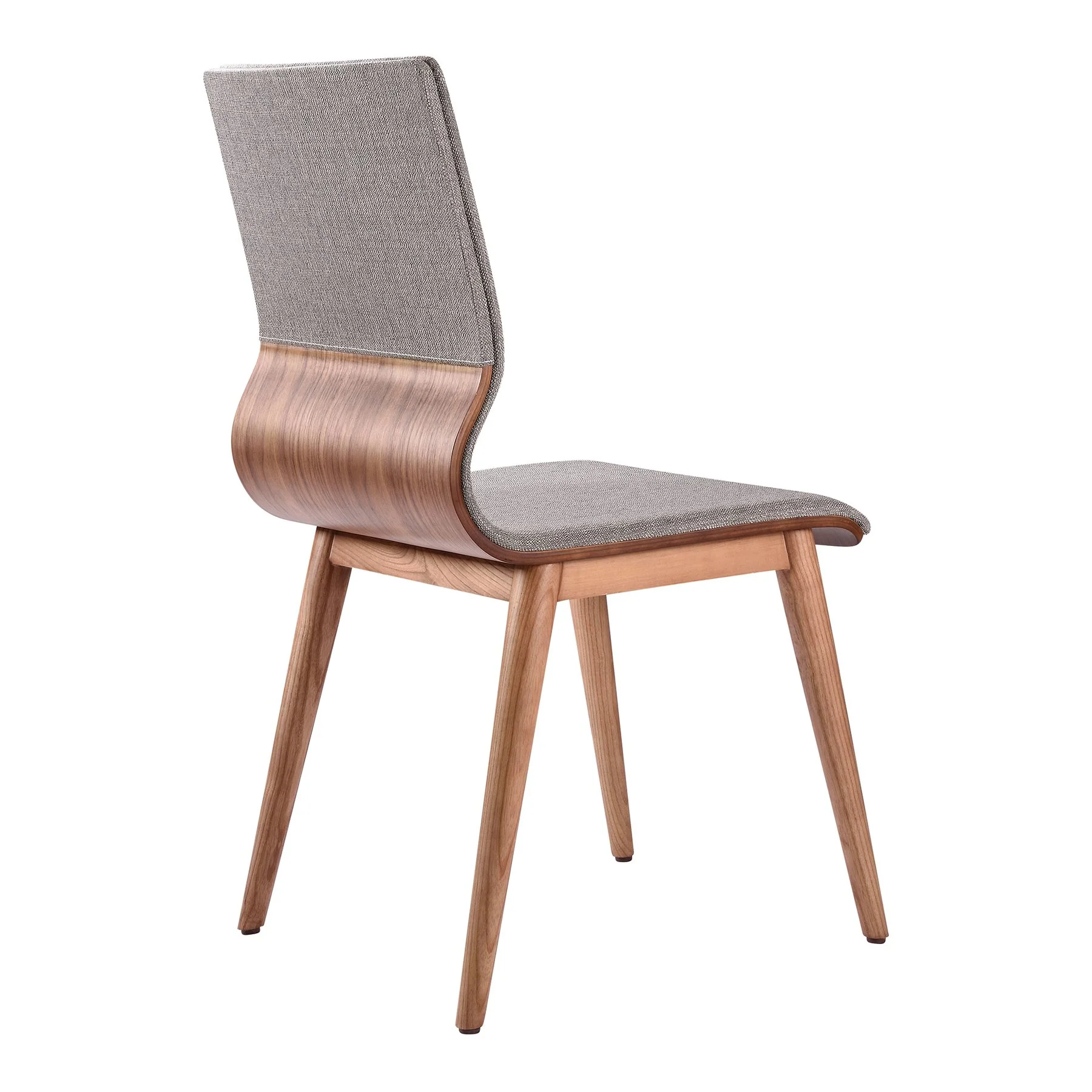 Robin Mid-Century Dining Chair in Walnut Finish and Gray Fabric - Set of 2 - Image 3