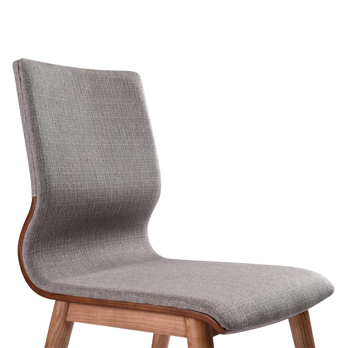Robin Mid-Century Dining Chair in Walnut Finish and Gray Fabric - Set of 2 - Image 5