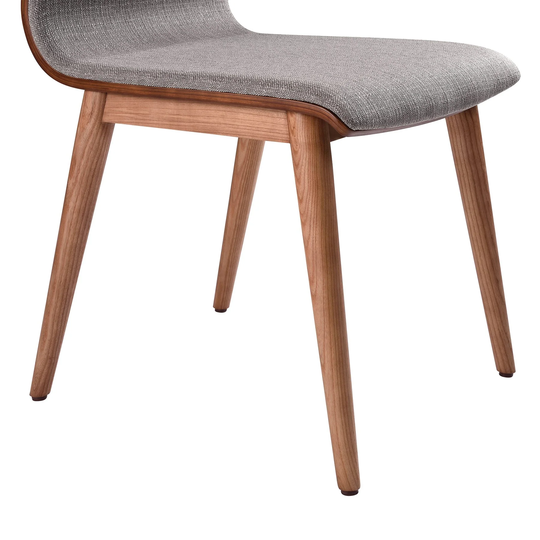 Robin Mid-Century Dining Chair in Walnut Finish and Gray Fabric - Set of 2 - Image 6