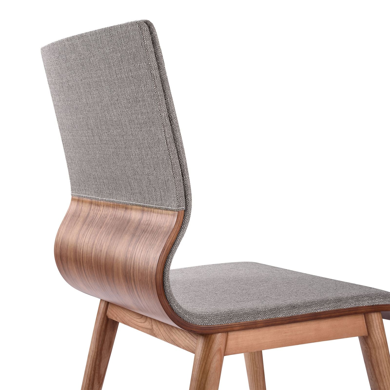 Robin Mid-Century Dining Chair in Walnut Finish and Gray Fabric - Set of 2 - Image 7