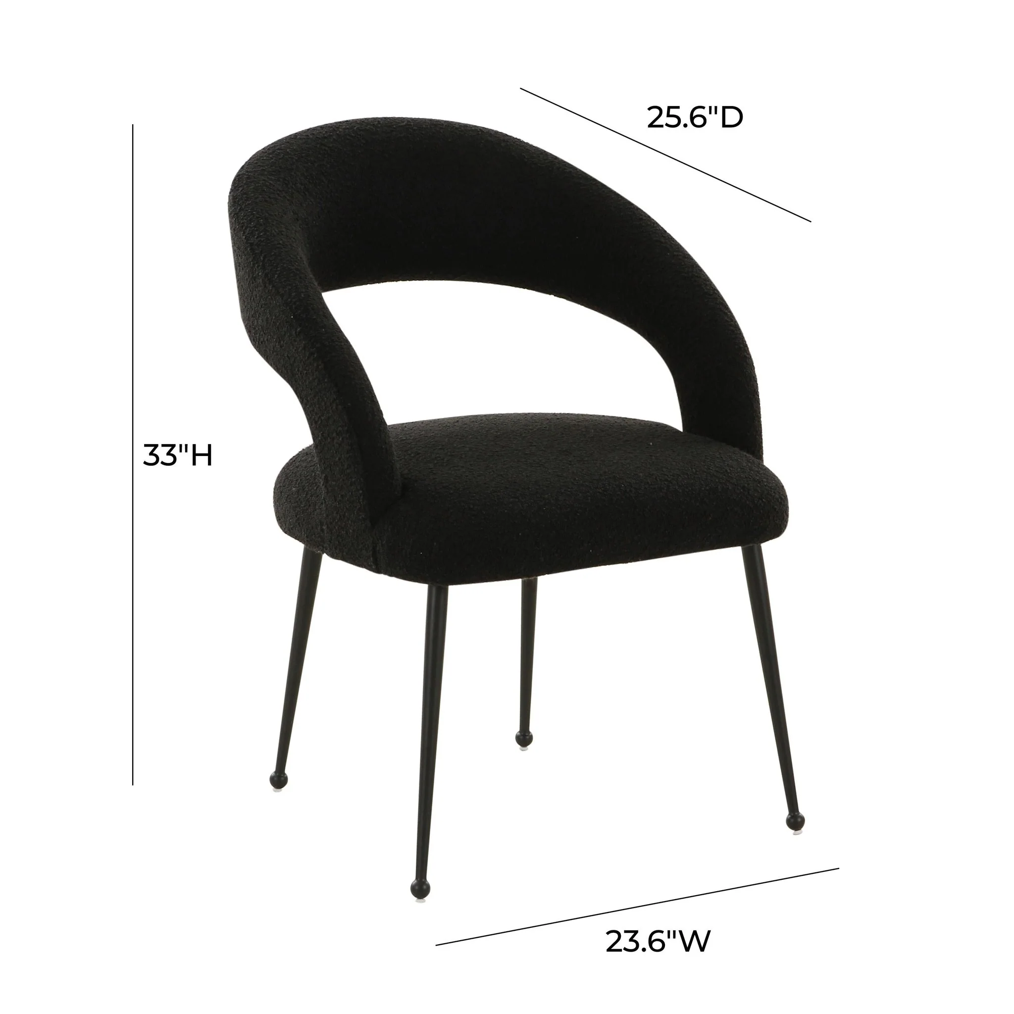 Rocco Black Performance Boucle Dining Chair - Image 6