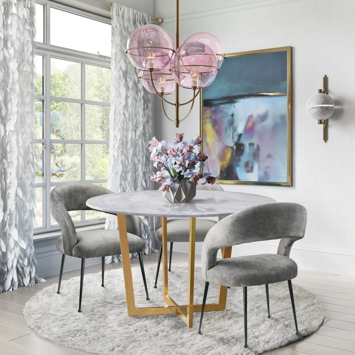 Rocco Slub Grey Dining Chair - Image 2