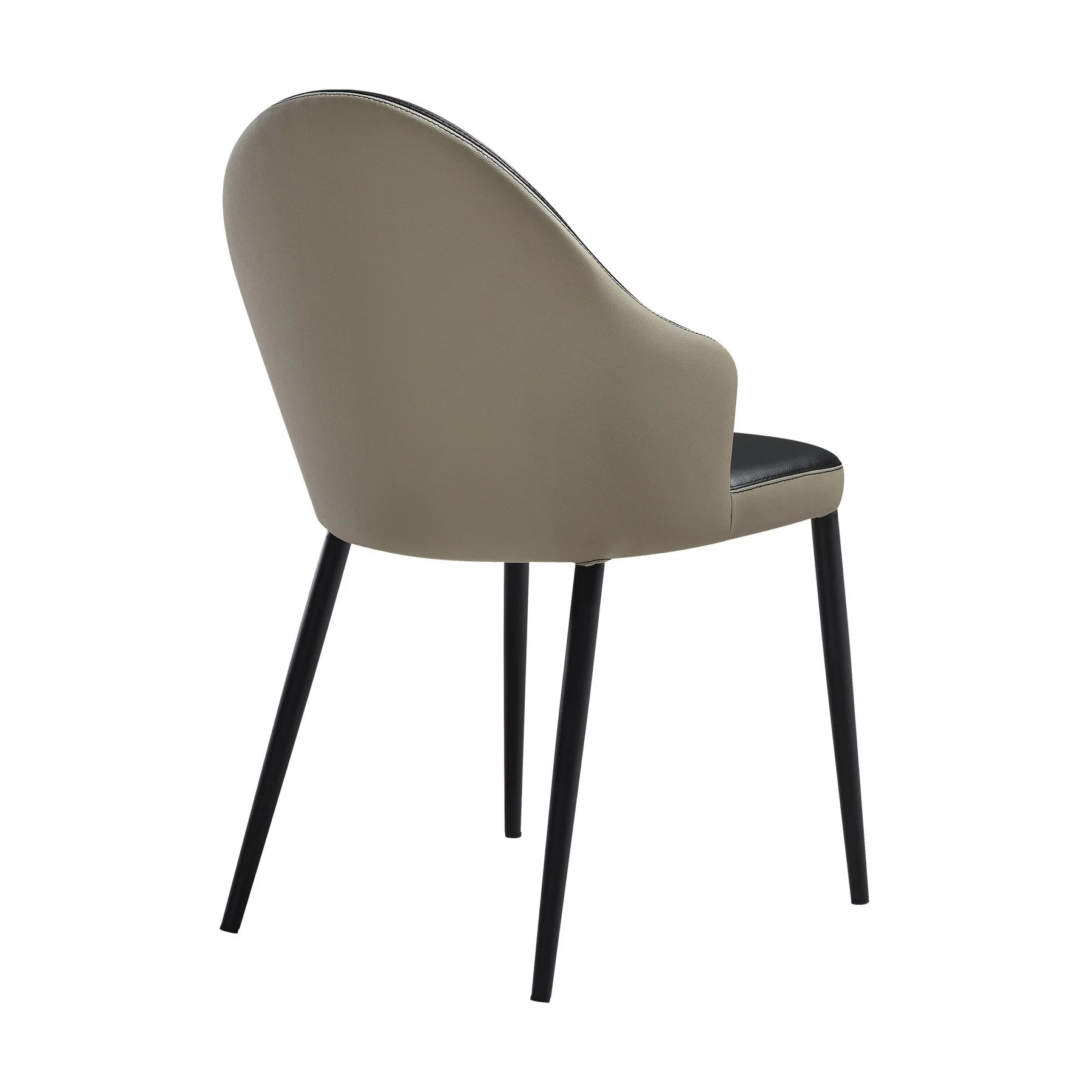 Rocco Upholstered Dining Chair in Taupe Gray and Black Faux Leather with Black Metal Legs - Set of 2 - Image 4