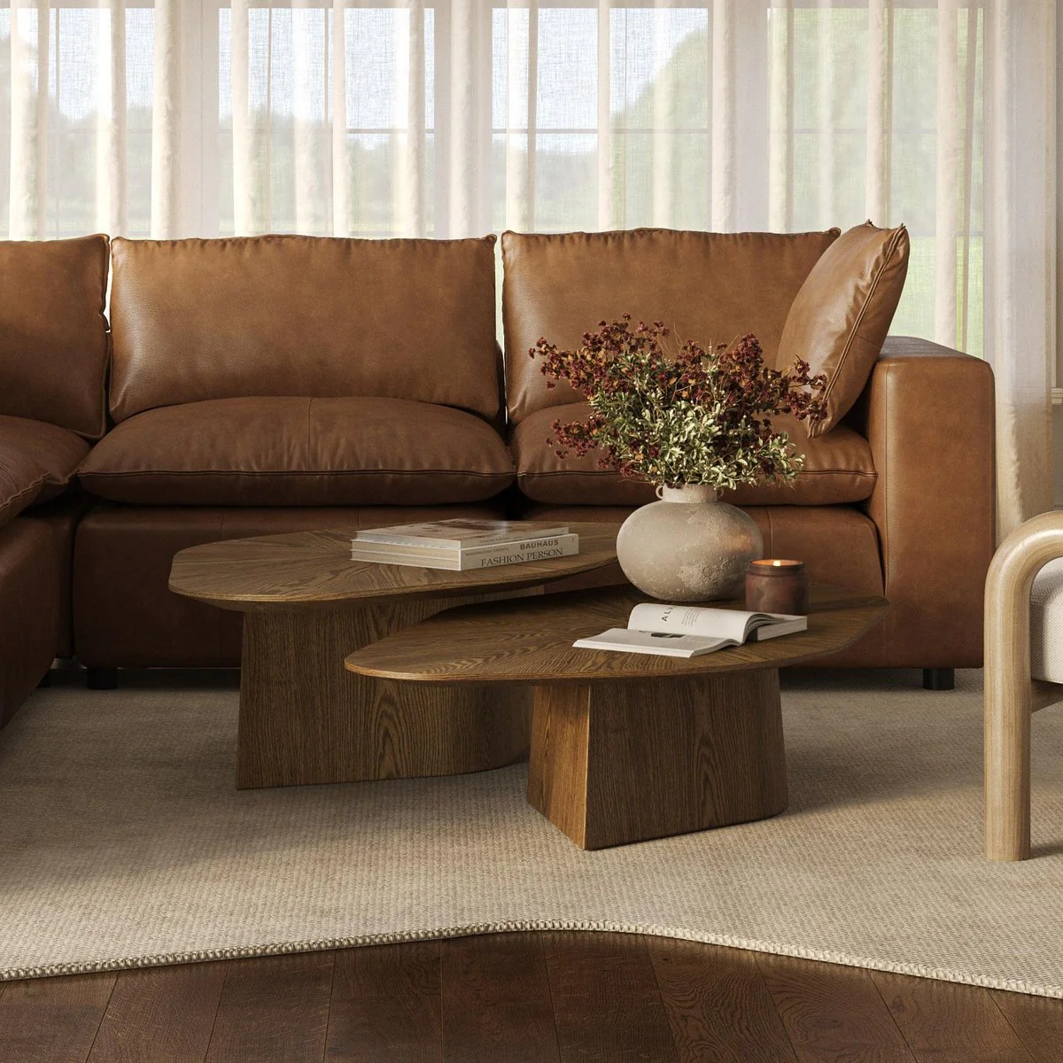 Roche Brown Ash Nesting Coffee Table Set - Image 2