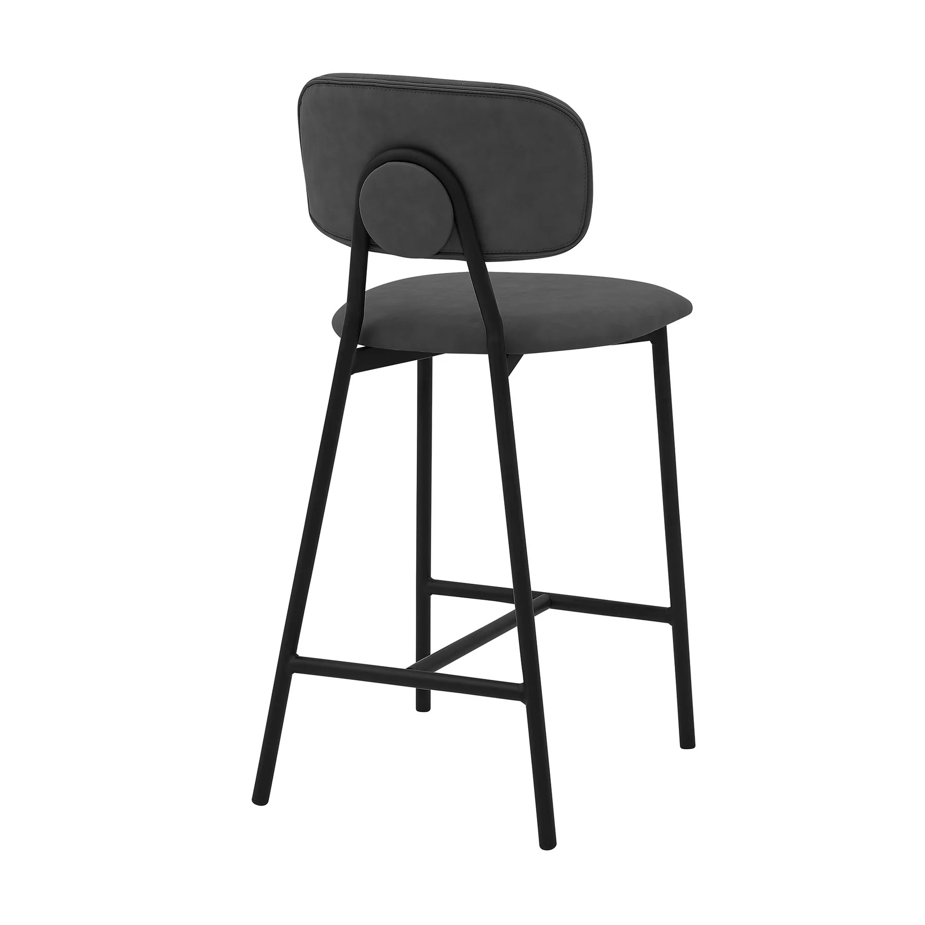 Rococo 26" Gray Faux Leather and Metal Counter Height Bar Stool - Image 3