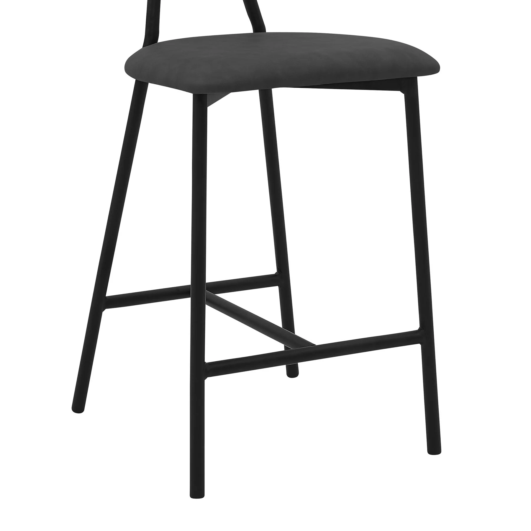Rococo 26" Gray Faux Leather and Metal Counter Height Bar Stool - Image 6