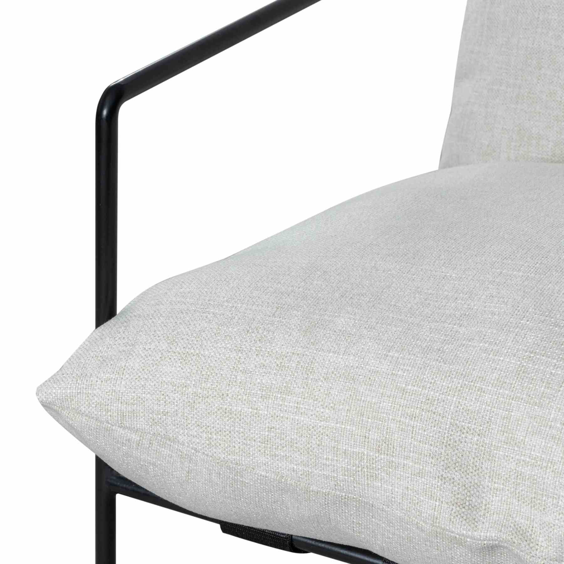 Rogan Accent Chair in Soft Oat Fabric with Black Metal Finish - Image 7