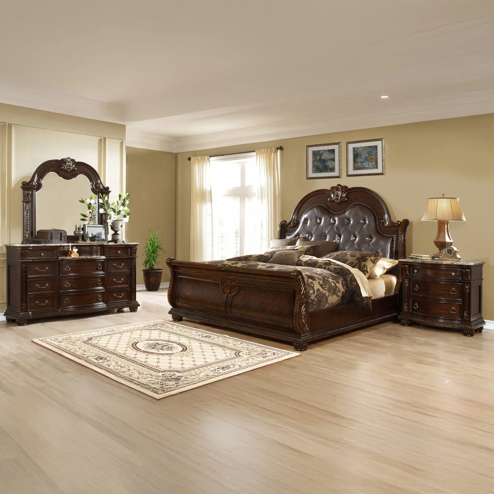 Roma 4 Pc King Bed Dark Walnut - Image 18