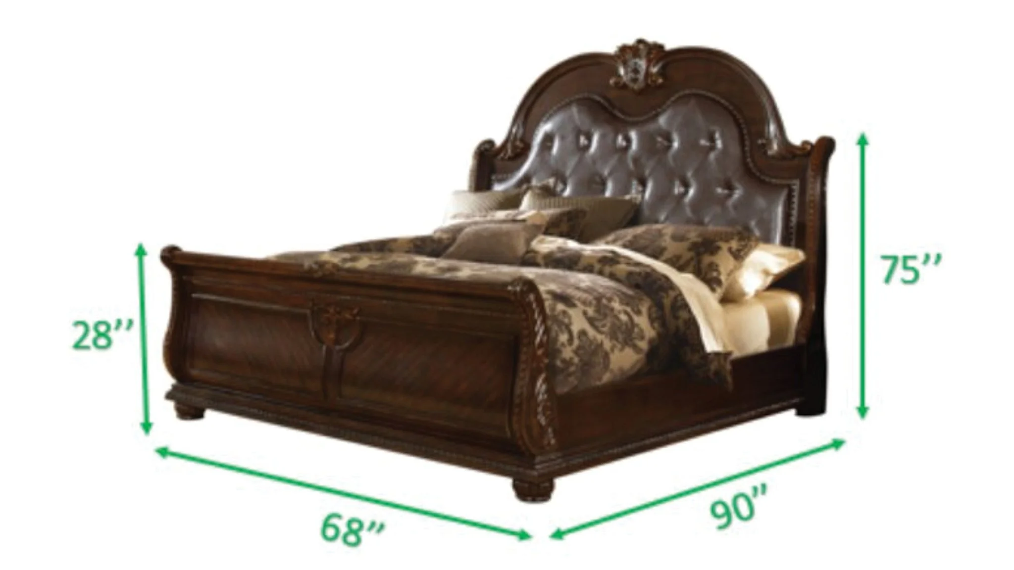 Roma 4 Pc Queen Bed Dark Walnut - Image 3