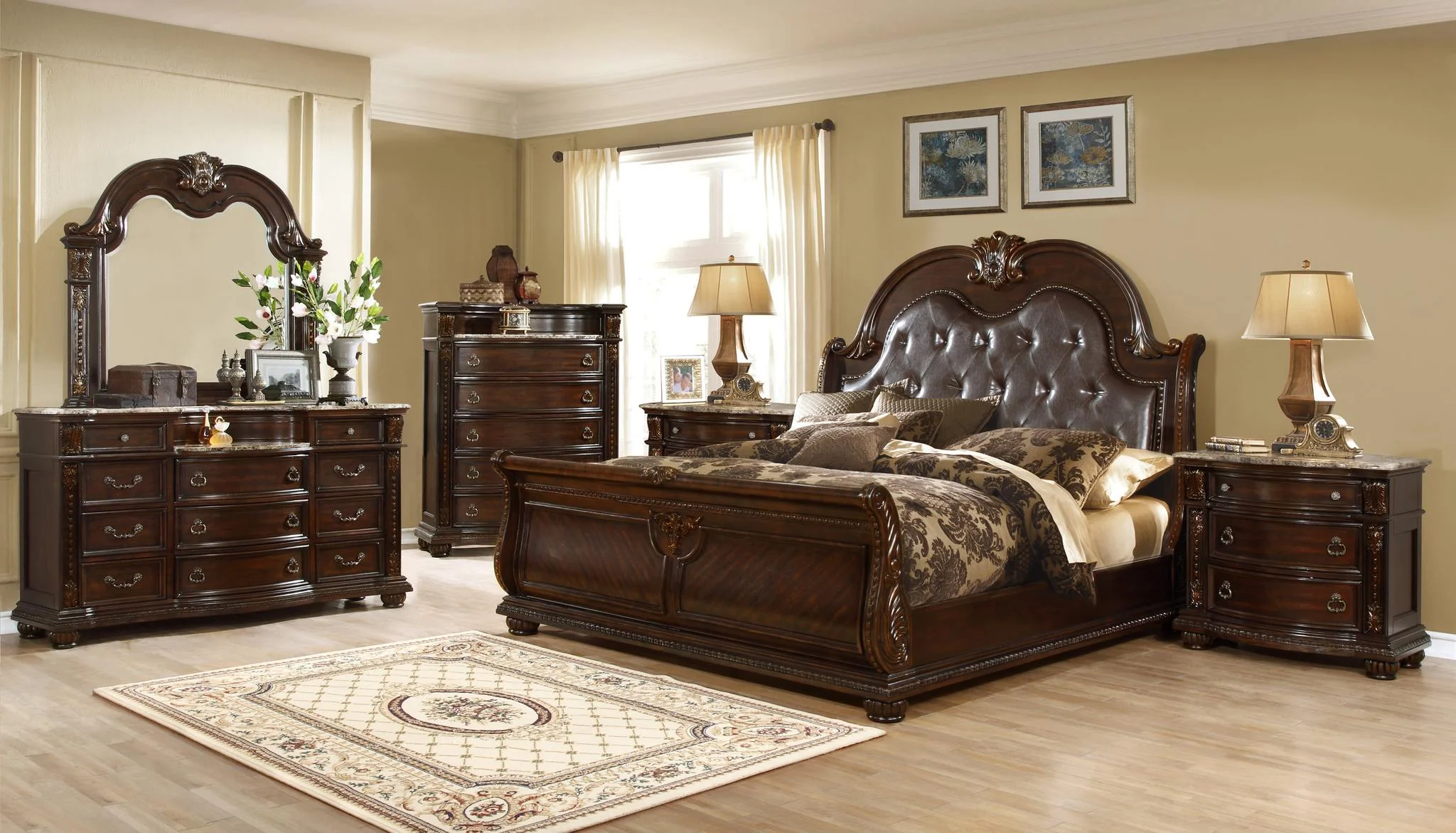 Roma 5 Pc Queen Bed Dark Walnut - Image 2