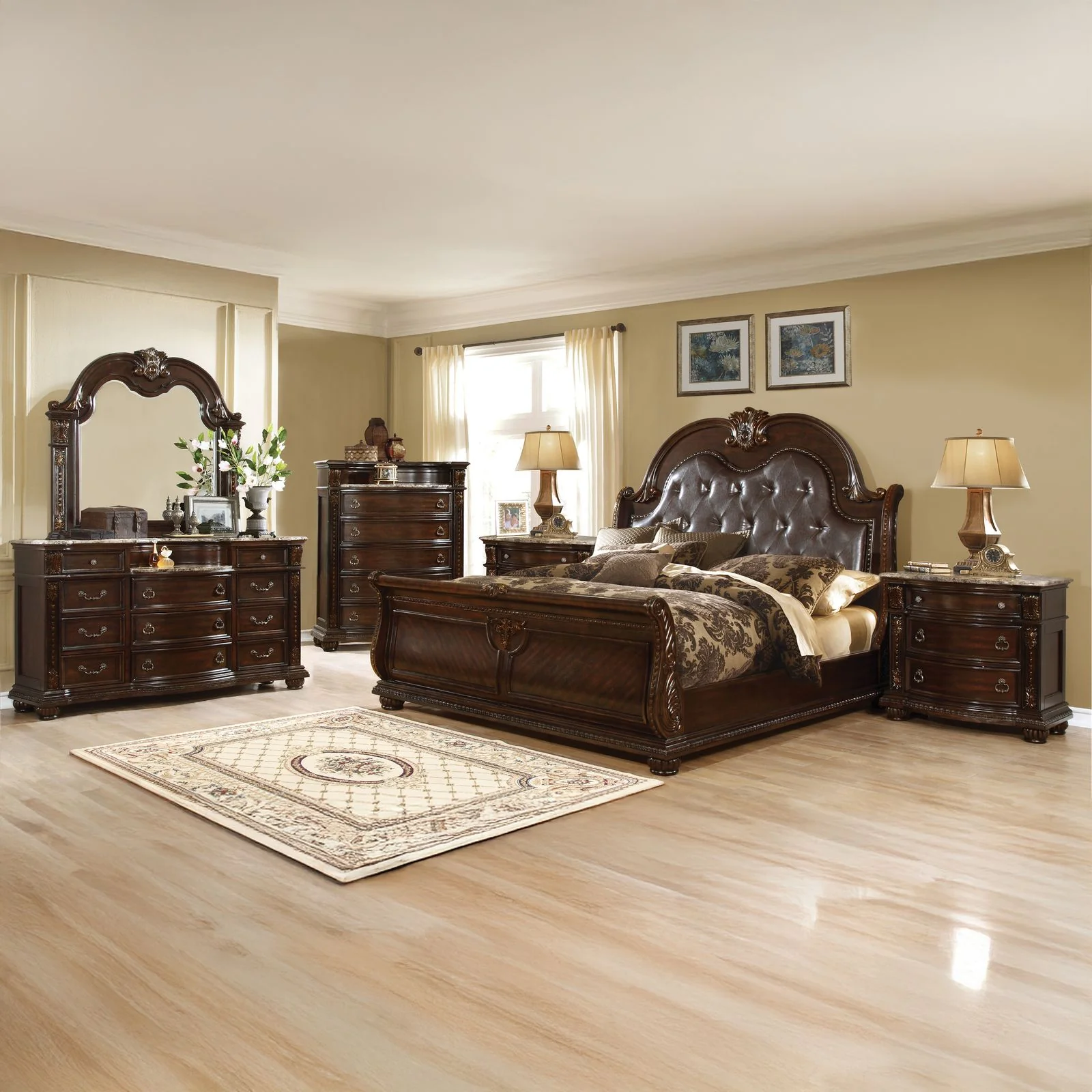 Roma 5 Pc Queen Bed Dark Walnut - Image 21