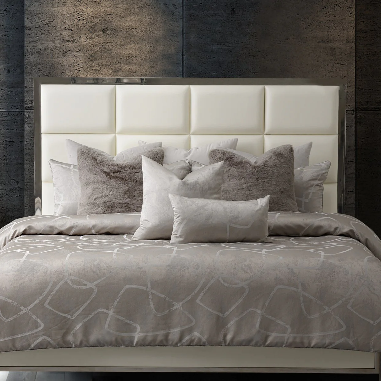 Roma II 10-Piece King Comforter Set -  Platinum - Image 2
