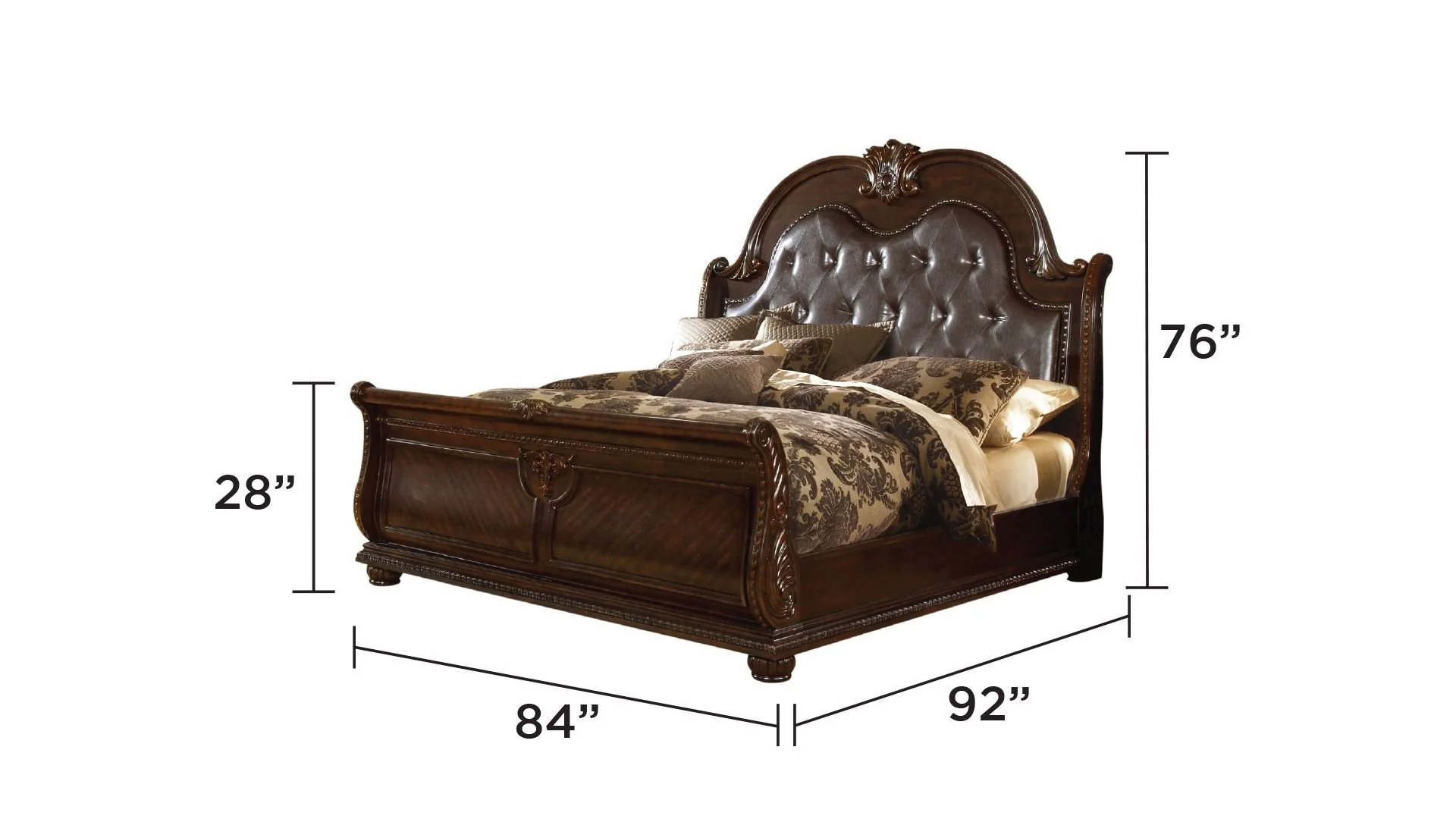 Roma King Bed Dark Walnut - Image 4