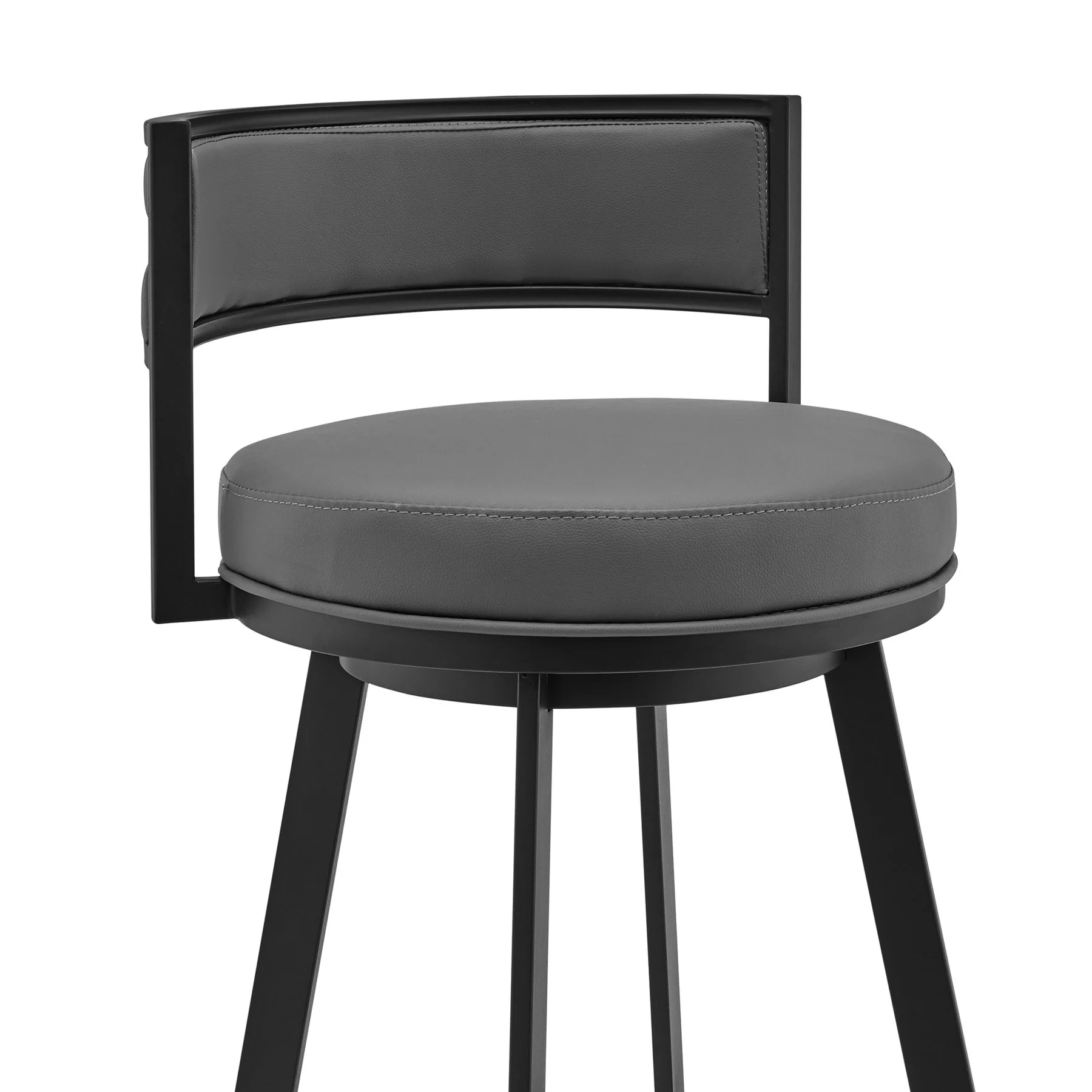 Roman 30" Gray Faux Leather and Black Metal Swivel Bar Stool - Image 4
