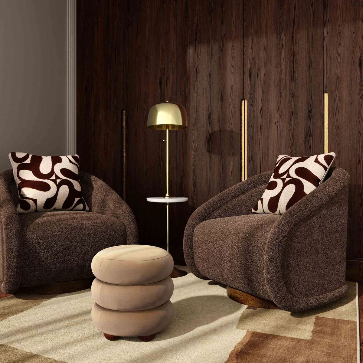 Rory Chocolate Brown Boucle Swivel Chair - Image 2