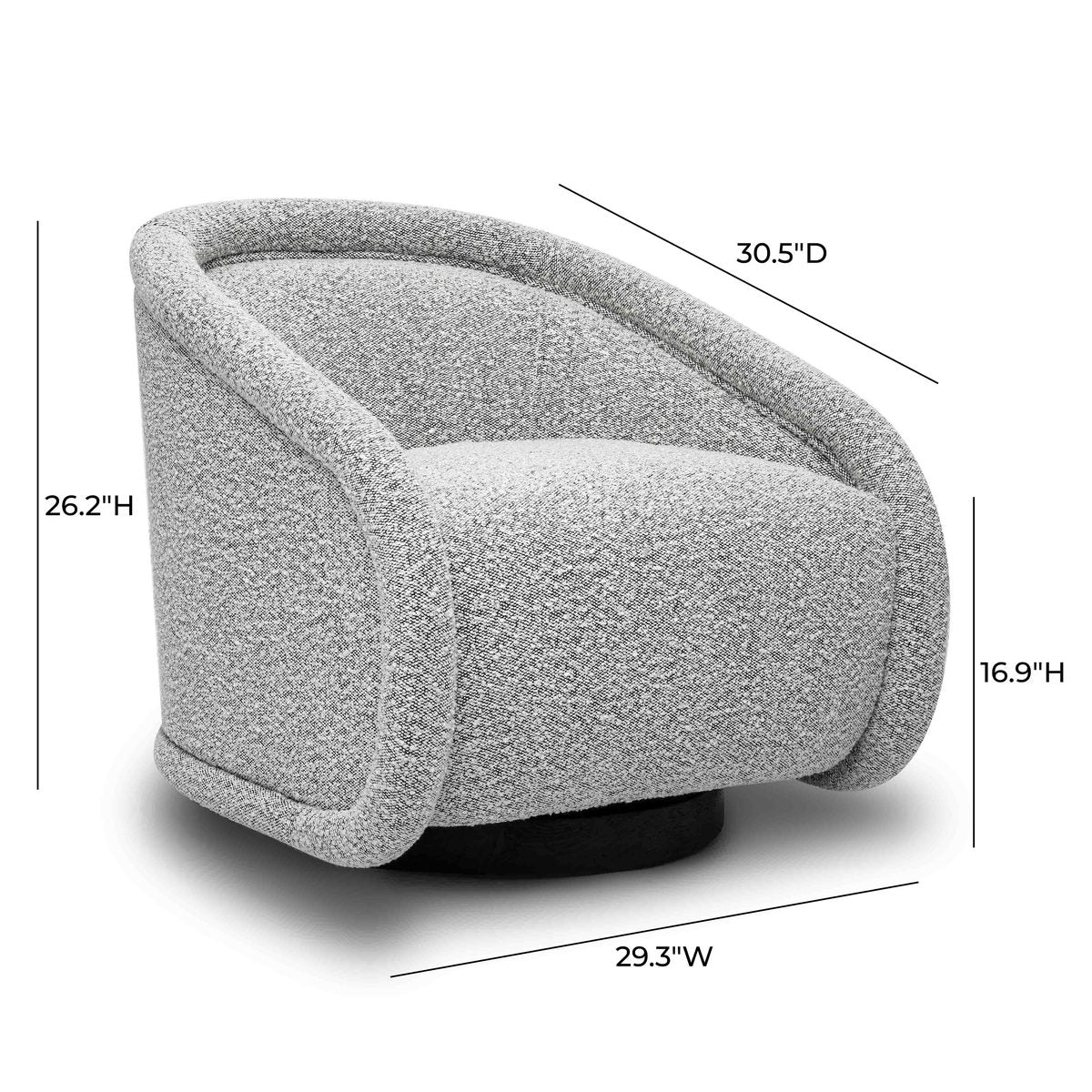 Rory Grey Boucle Swivel Chair - Image 6