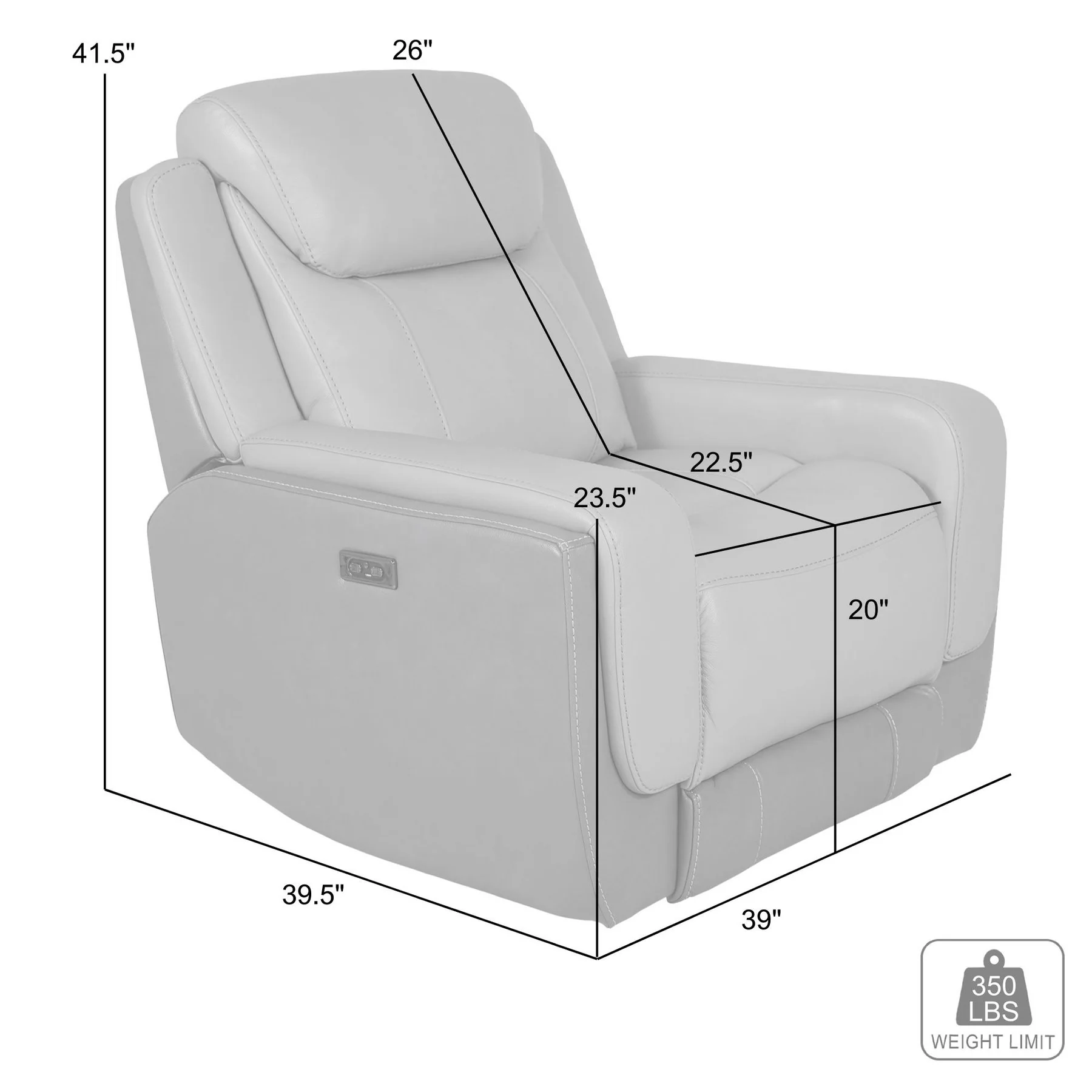 Rosalyn Zero Gravity Power Recliner in Silver and Gray Leather with Power Headrest - Image 14