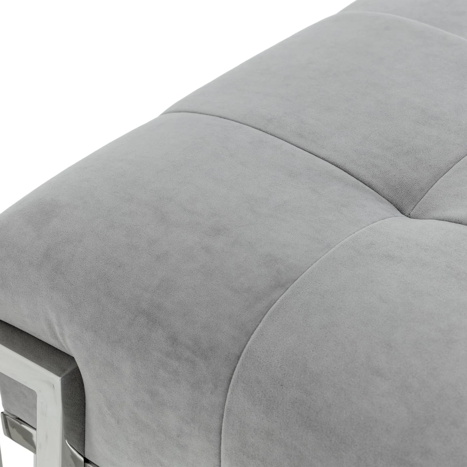 Rose Velvet Accent Bench - Gray/Chrome - Image 6