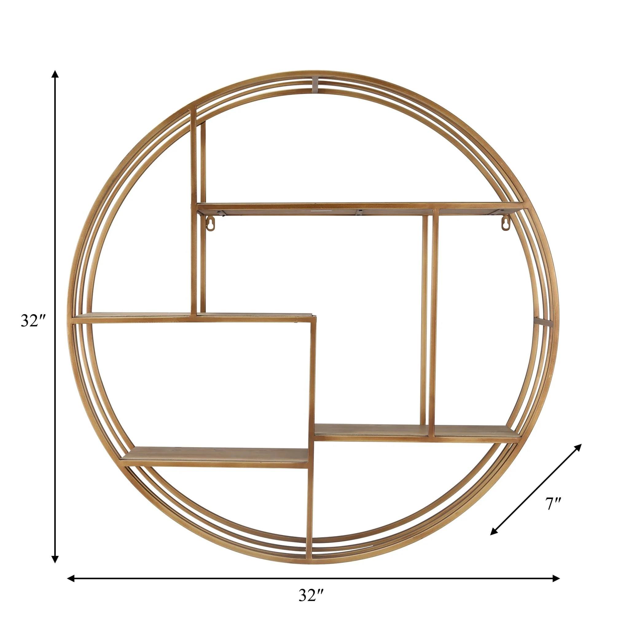 Round 32" Wood / Metal Wallshelf, Bronze - Image 3