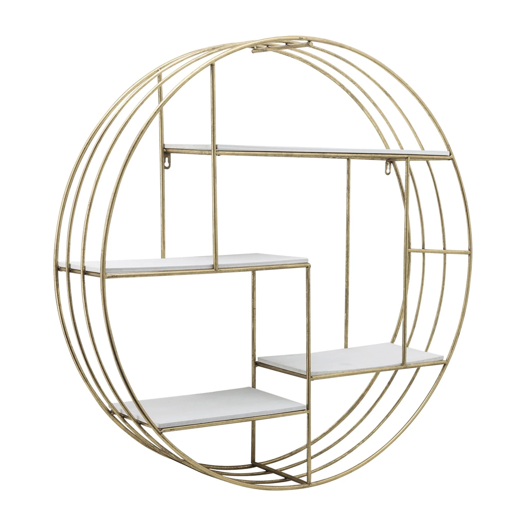 Round 32" Wood/metal Wallshelf, Gold - Image 2