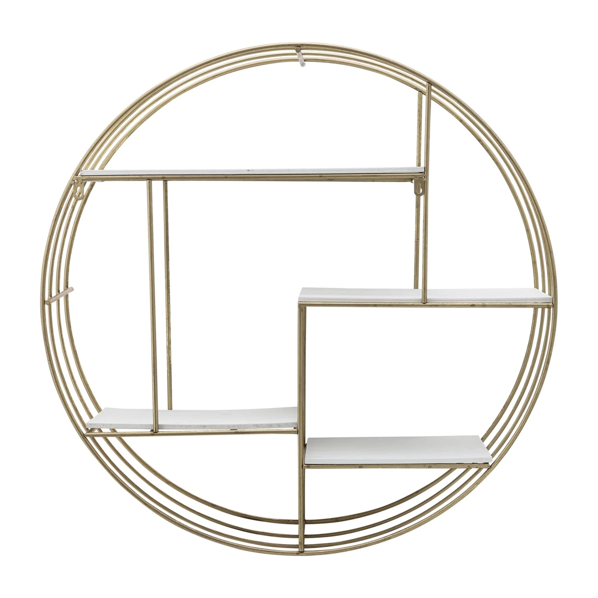 Round 32" Wood/metal Wallshelf, Gold - Image 4