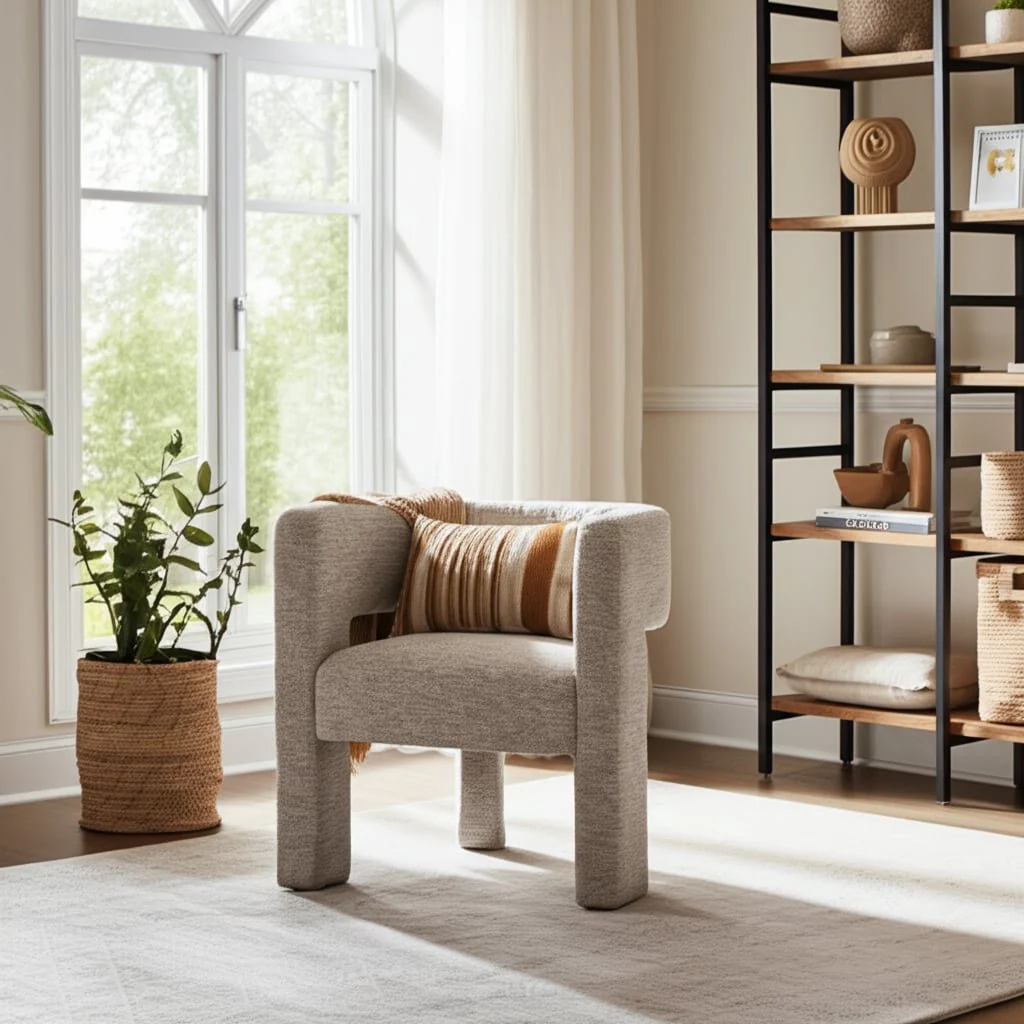 Round Back Chair - Beige - Image 11