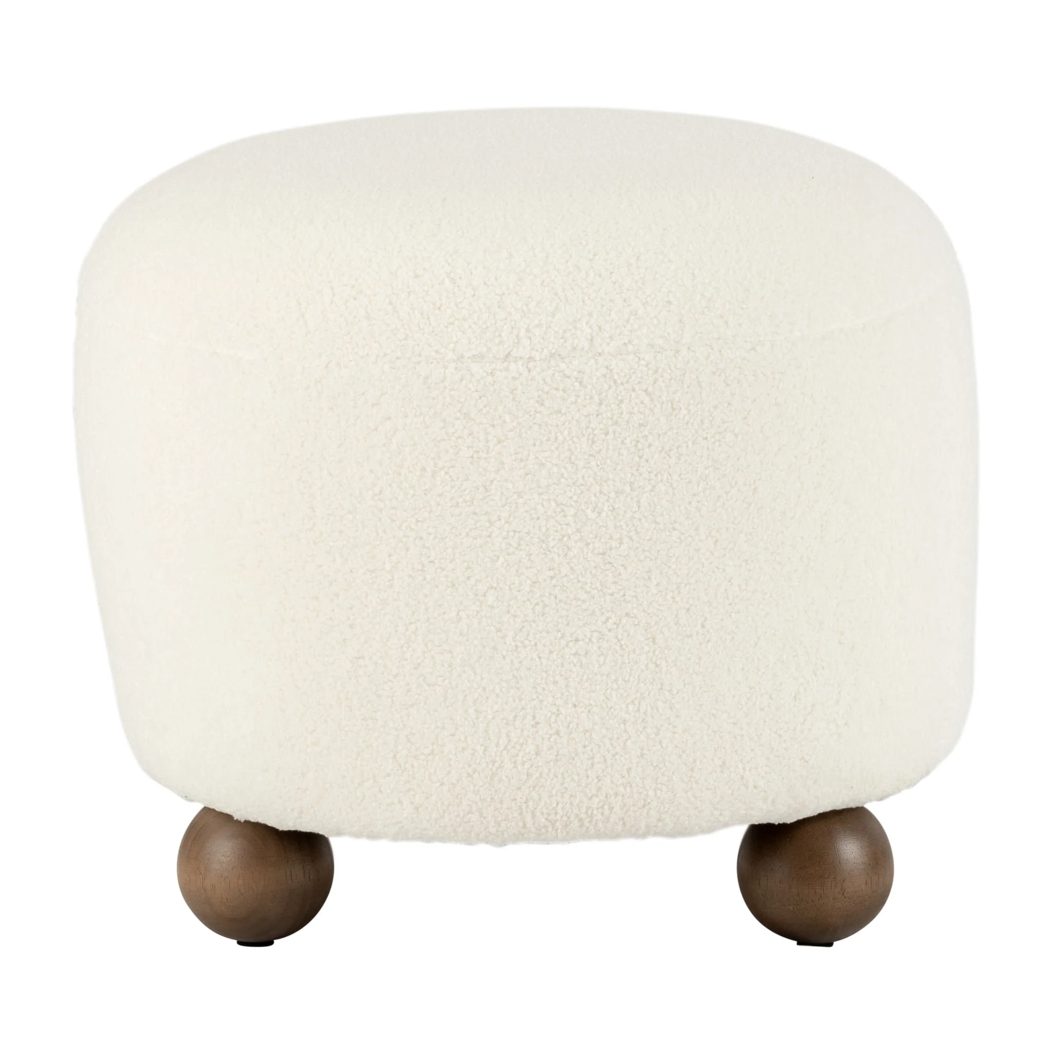 Round Ottoman W/ Ball Feet, Beige - Image 2