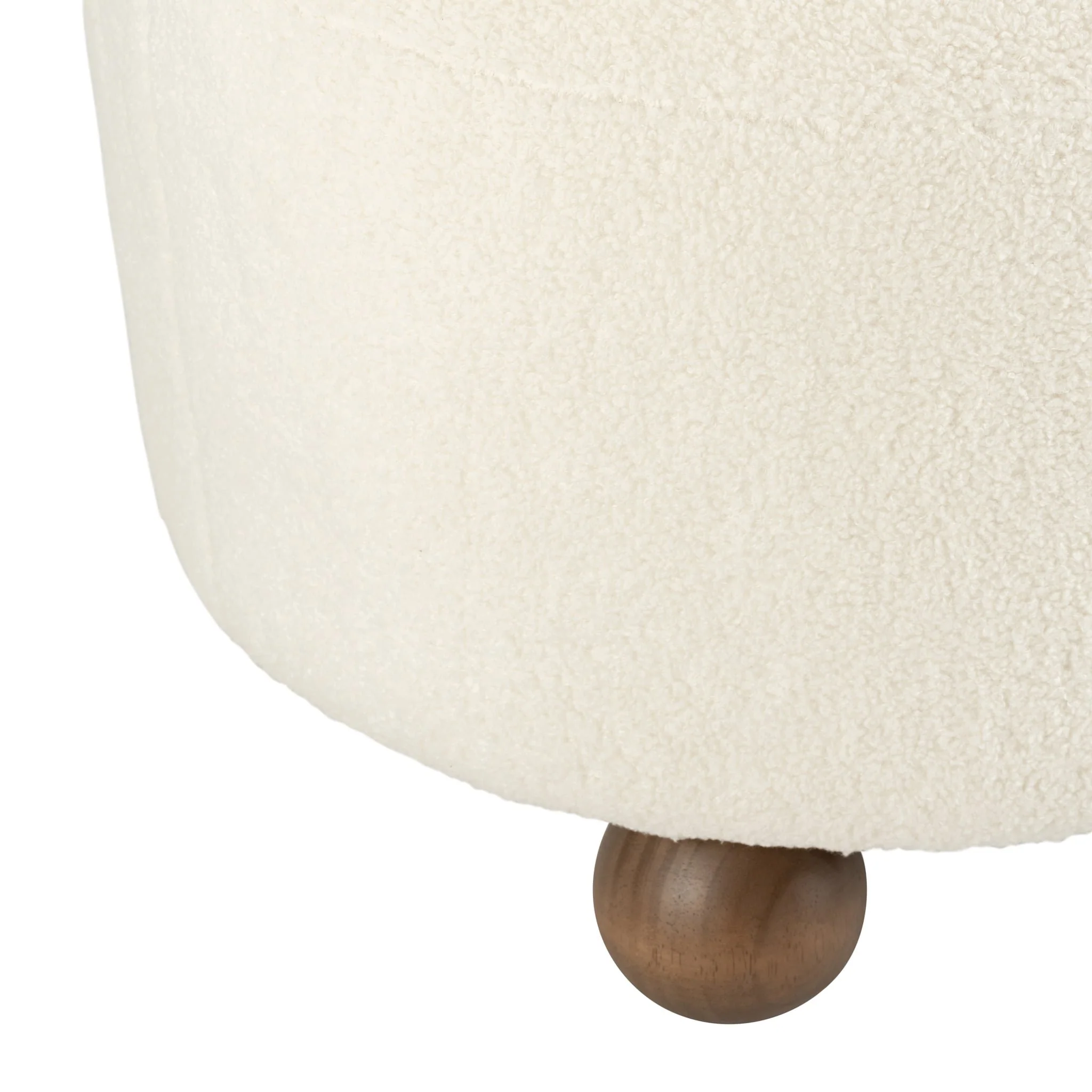 Round Ottoman W/ Ball Feet, Beige - Image 5