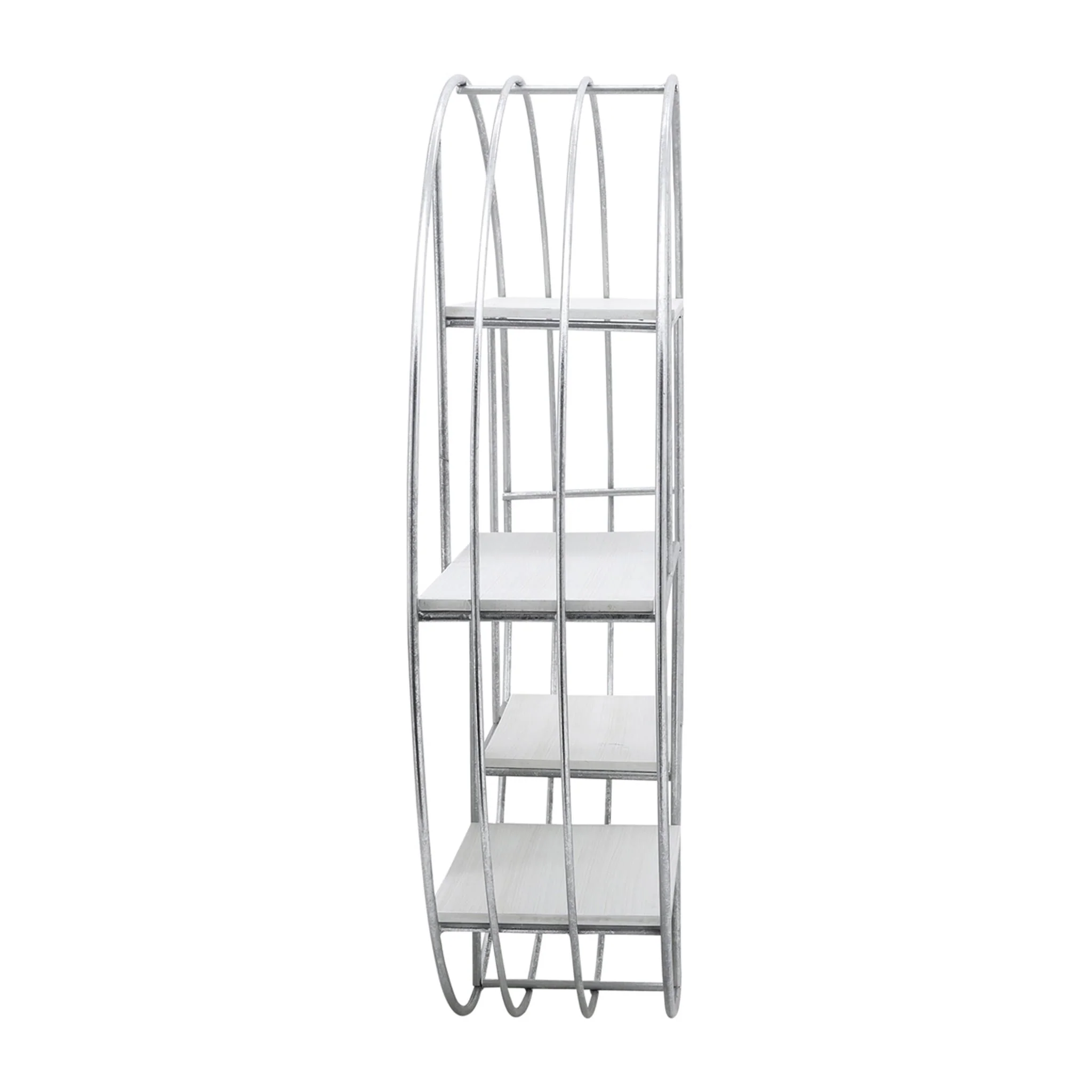 Round Wood/metal Wall Shelf White/silver - Image 3