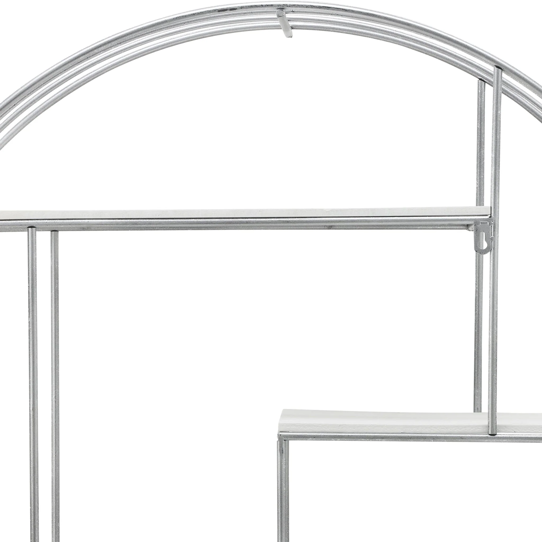 Round Wood/metal Wall Shelf White/silver - Image 5