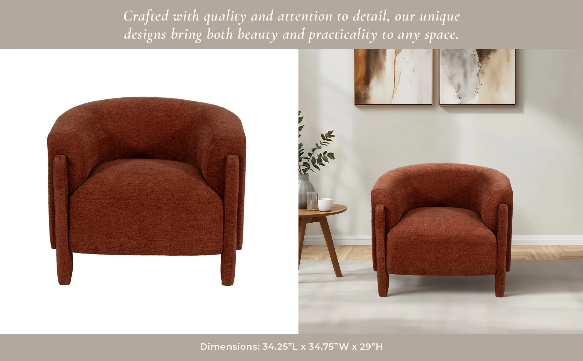 Roundback Accent Chair, Rust - Image 10