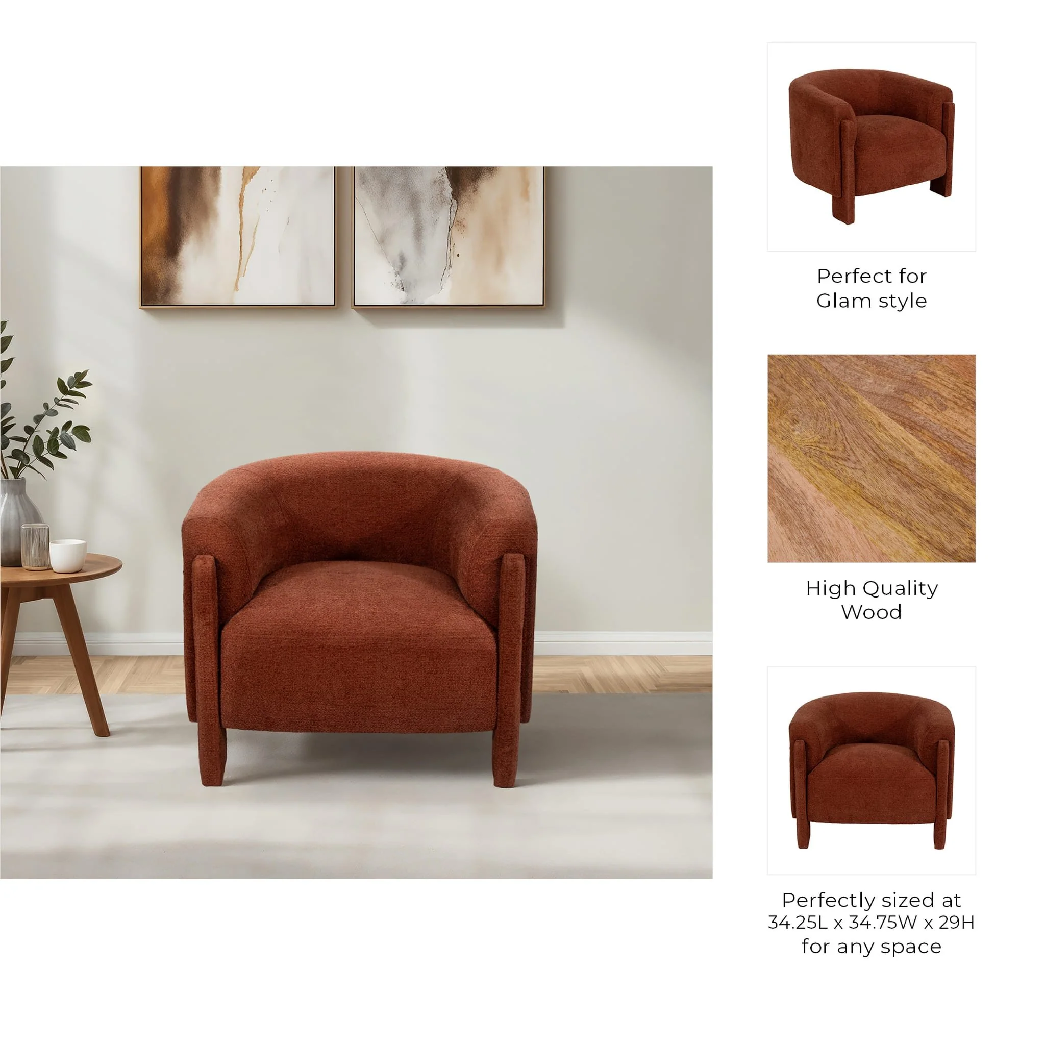 Roundback Accent Chair, Rust - Image 8
