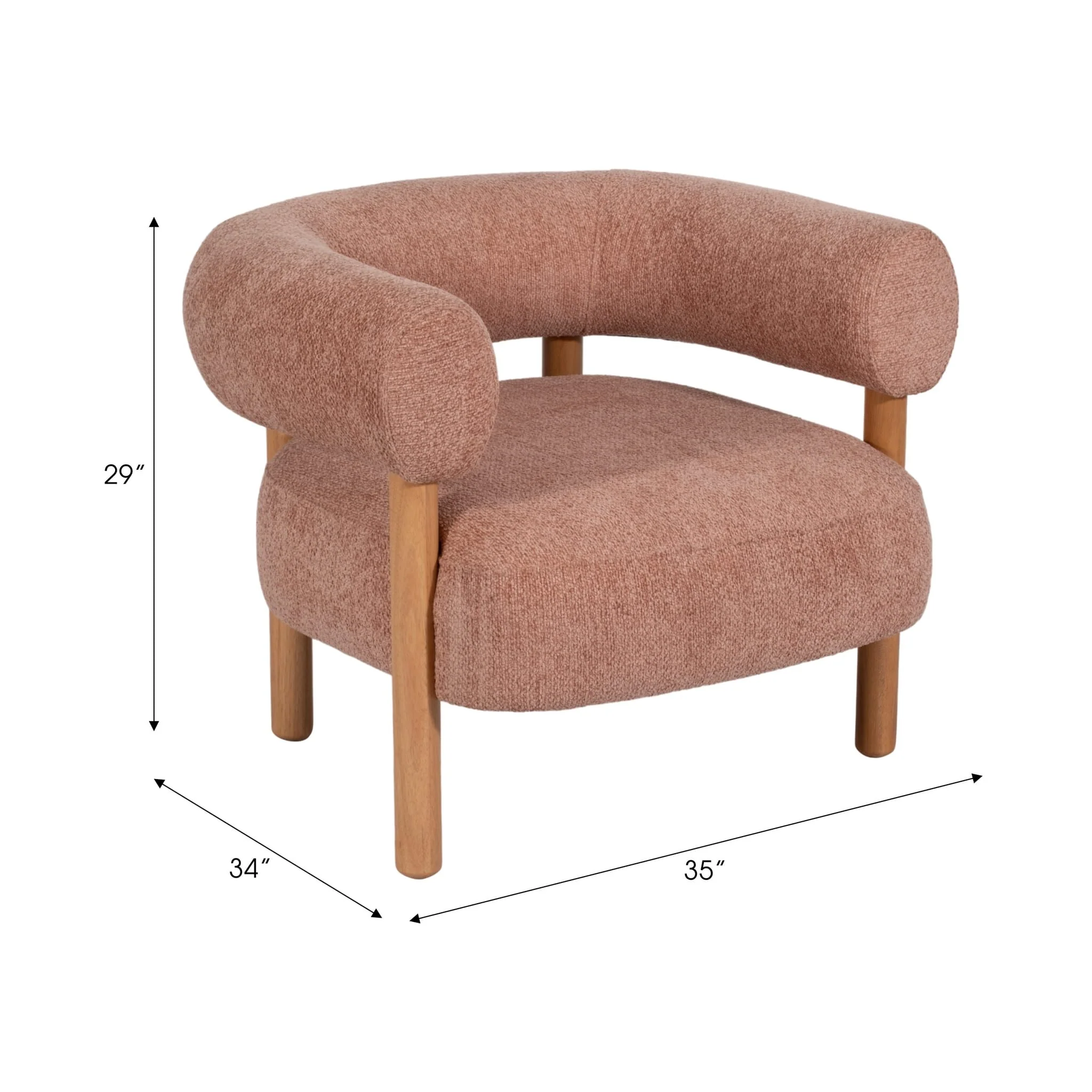 Roundback Accent Chair W/ Wood Legs, Pink - Image 7