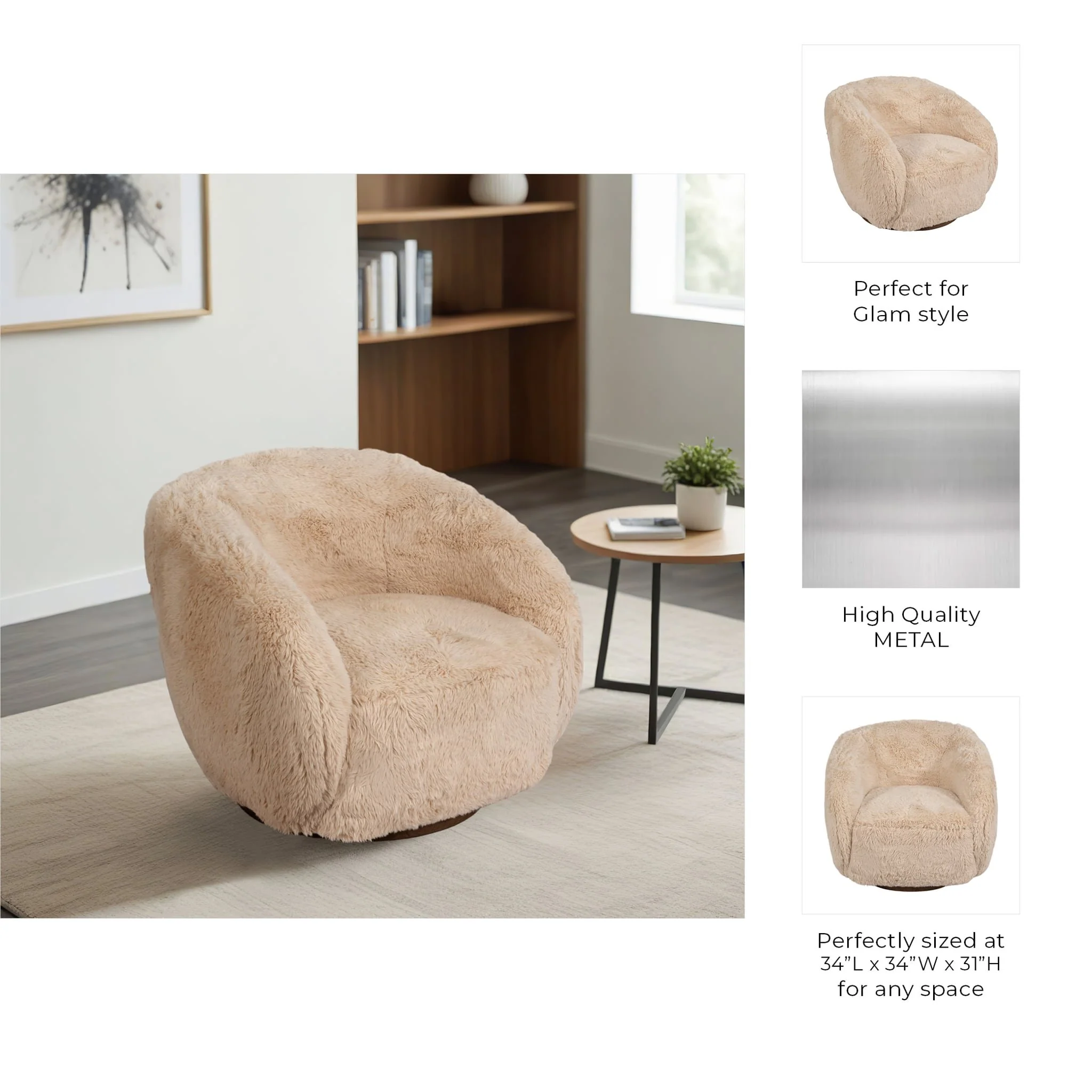 Roundback Swivel Chair, Sand - Image 8