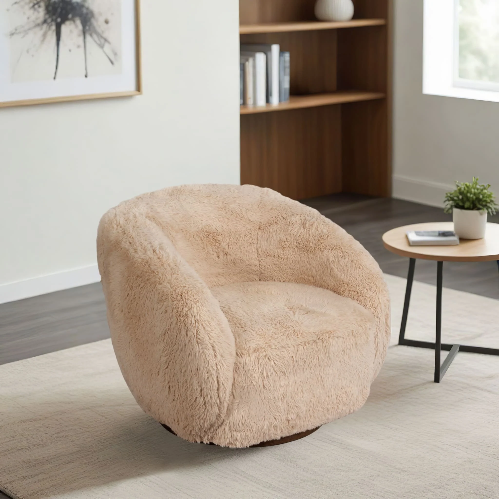 Roundback Swivel Chair, Sand - Image 9