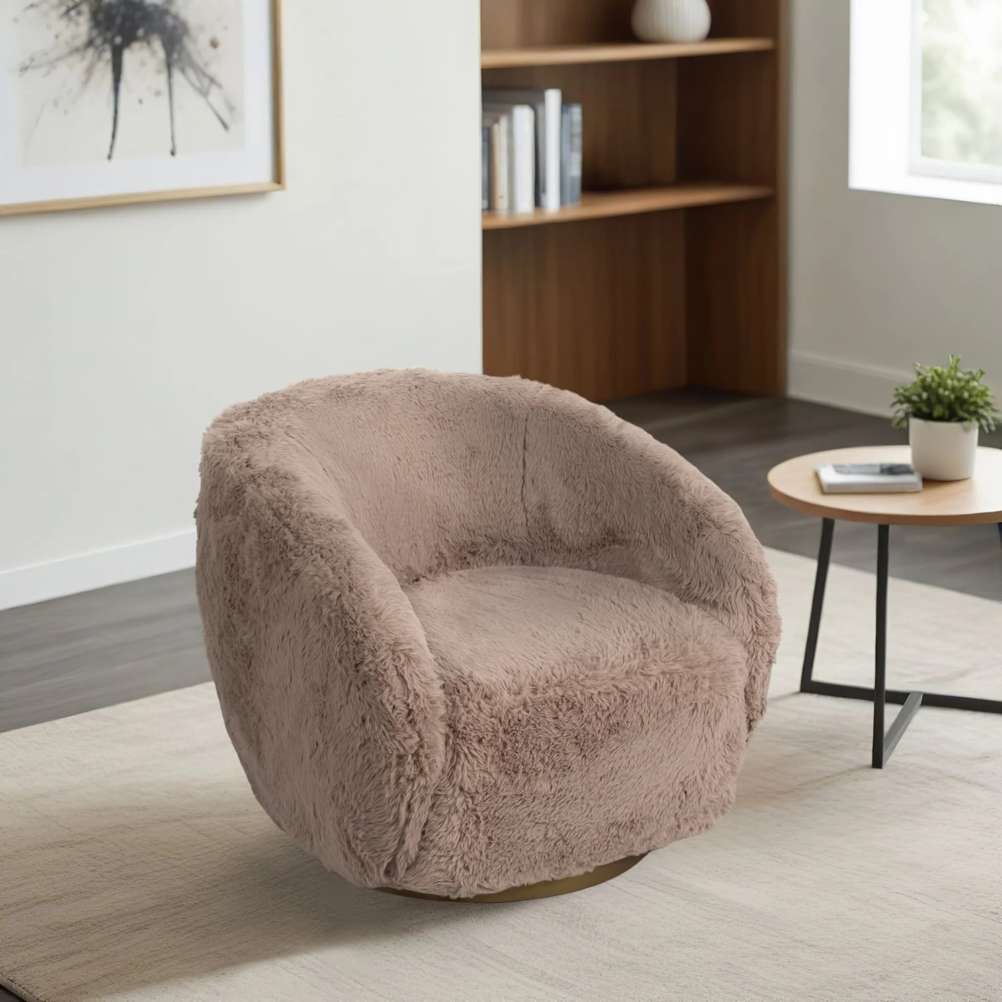 Roundback Swivel Chair, Tan - Image 8