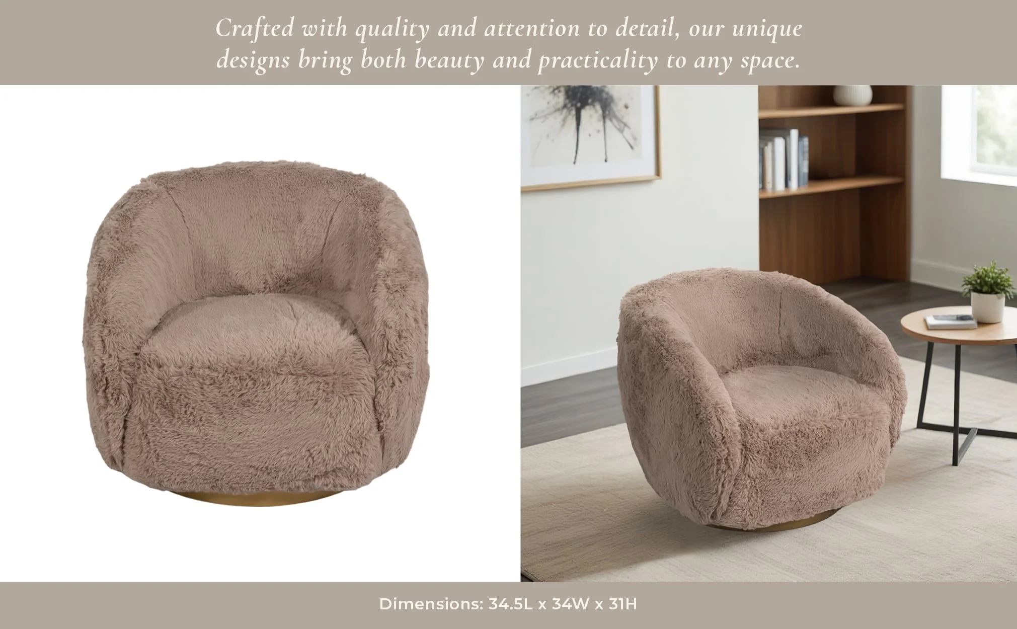 Roundback Swivel Chair, Tan - Image 9