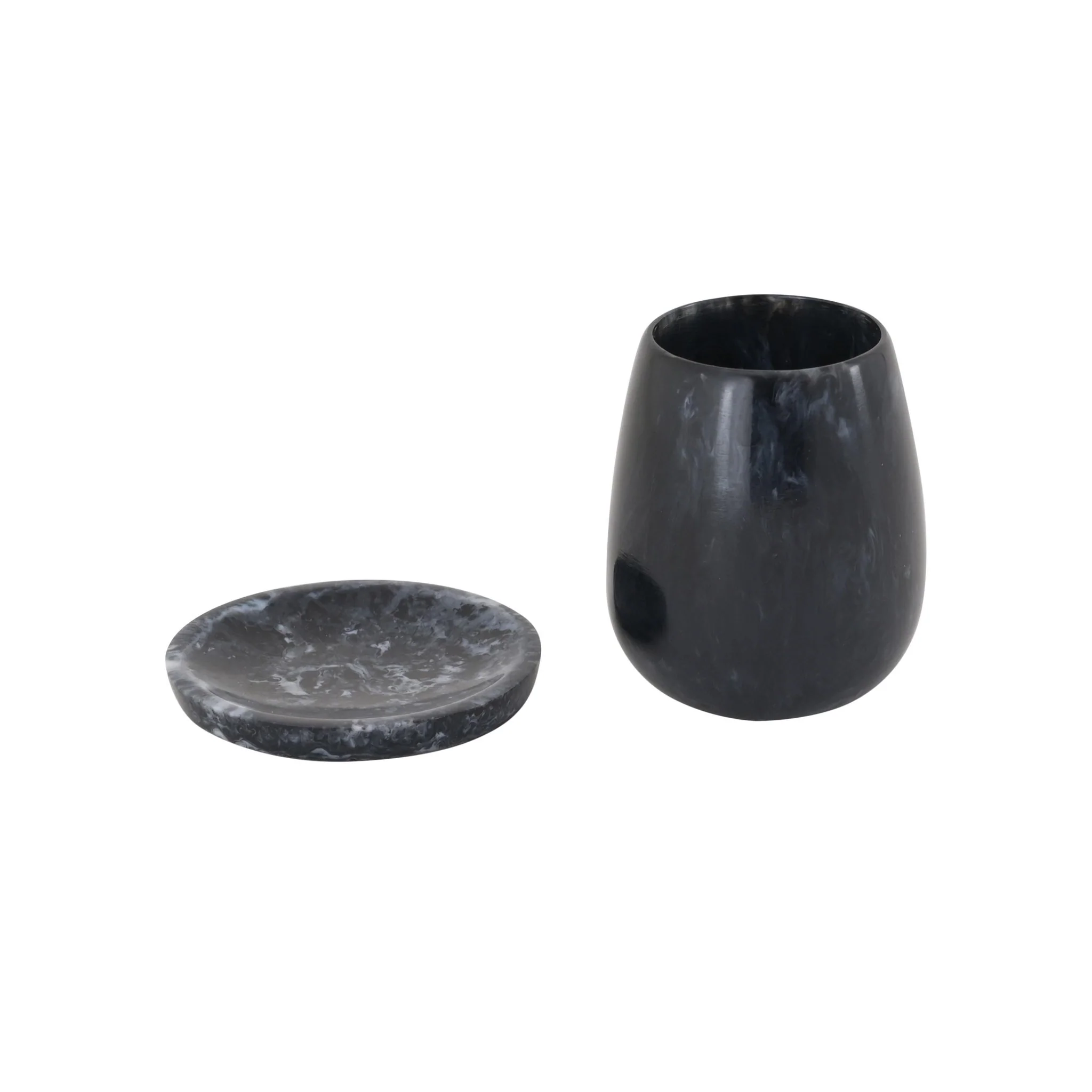 Rounded Black Swirl Resin Kiddush Cup - Image 2
