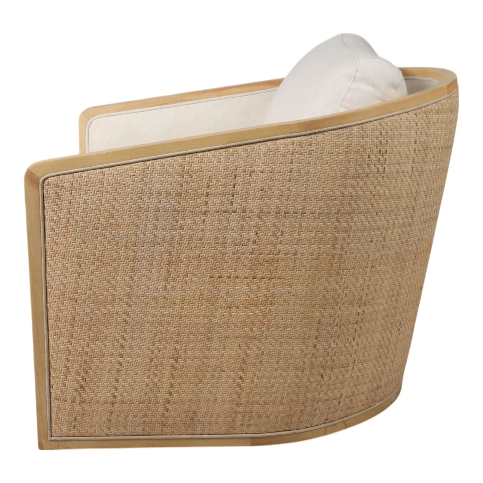 Rounded Cane Back Swivel Accent Chair, Ivory/tan - Image 3