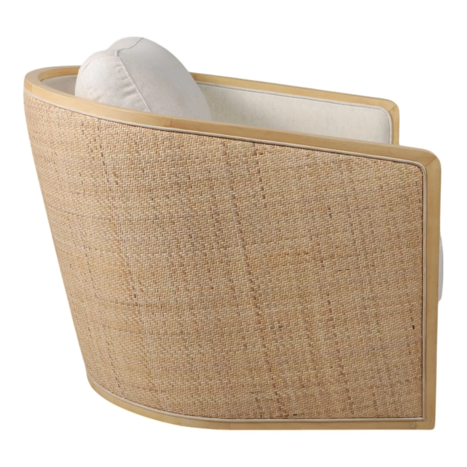 Rounded Cane Back Swivel Accent Chair, Ivory/tan - Image 5