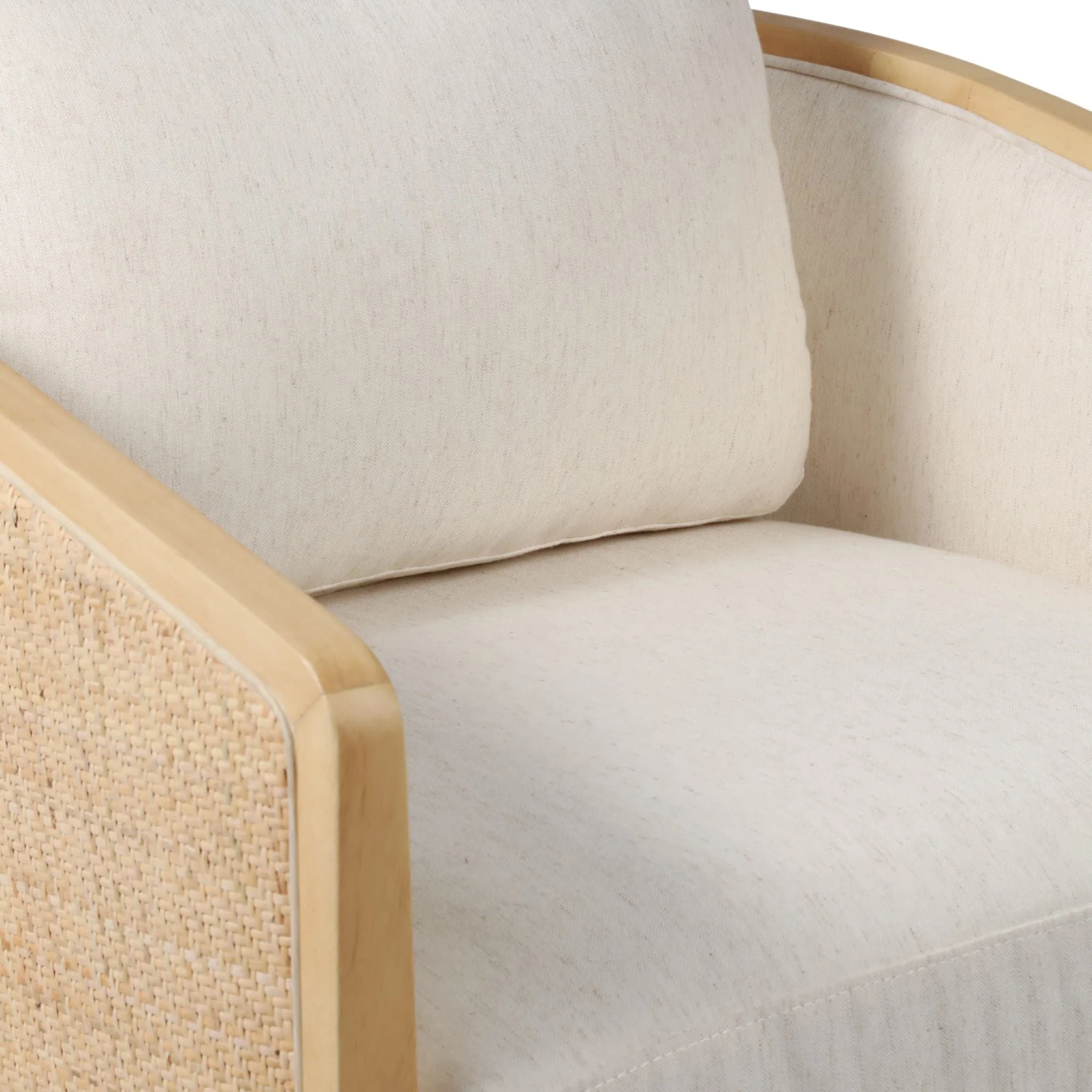 Rounded Cane Back Swivel Accent Chair, Ivory/tan - Image 6