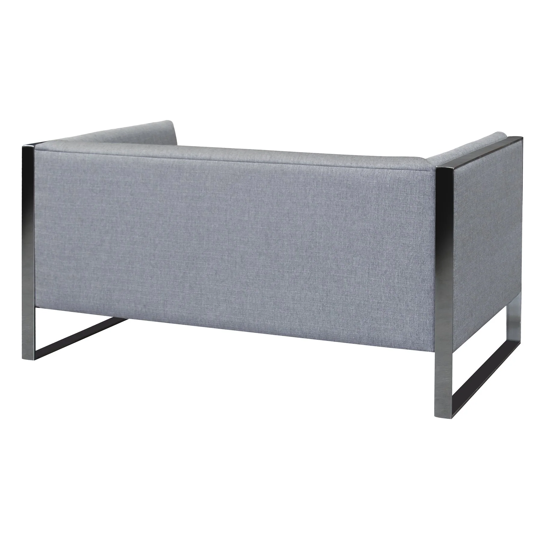 Royce Contemporary Loveseat with Polished Stainless Steel and Gray Fabric - Image 2